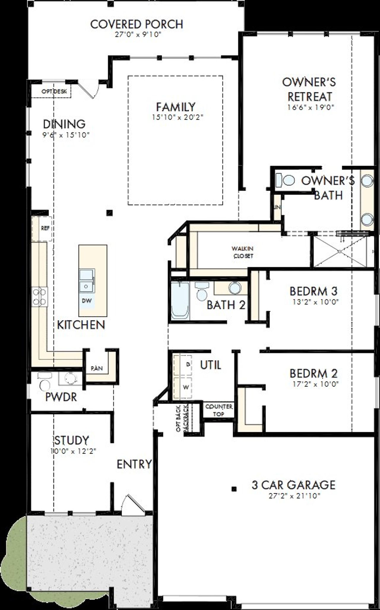 2D floor plan layout of this home in La Cima, San Marcos, TX (Image 2).