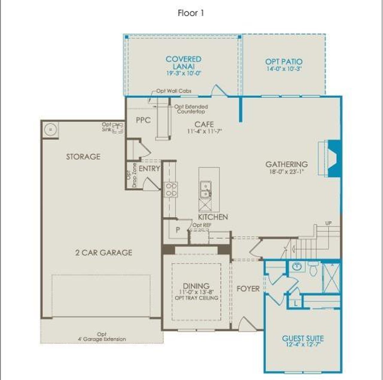 2D floor plan layout of this home in Berkeley Mill, Cumming, GA (Image 2).