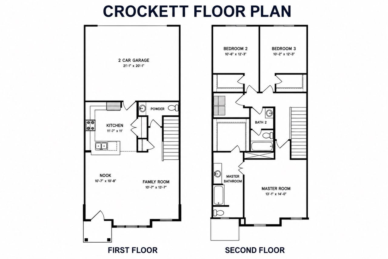 2D floor plan layout of this home in Seven Oaks Townhomes, Tomball, TX (Image 2).