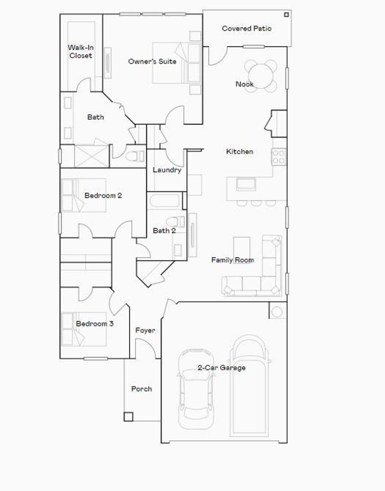 2D floor plan layout of this home in Windrose Green: Bristol Collection, Angleton, TX (Image 2). 2D floor plan layout of this home in Windrose Green: Bristol Collection, Angleton, TX (Image 2).