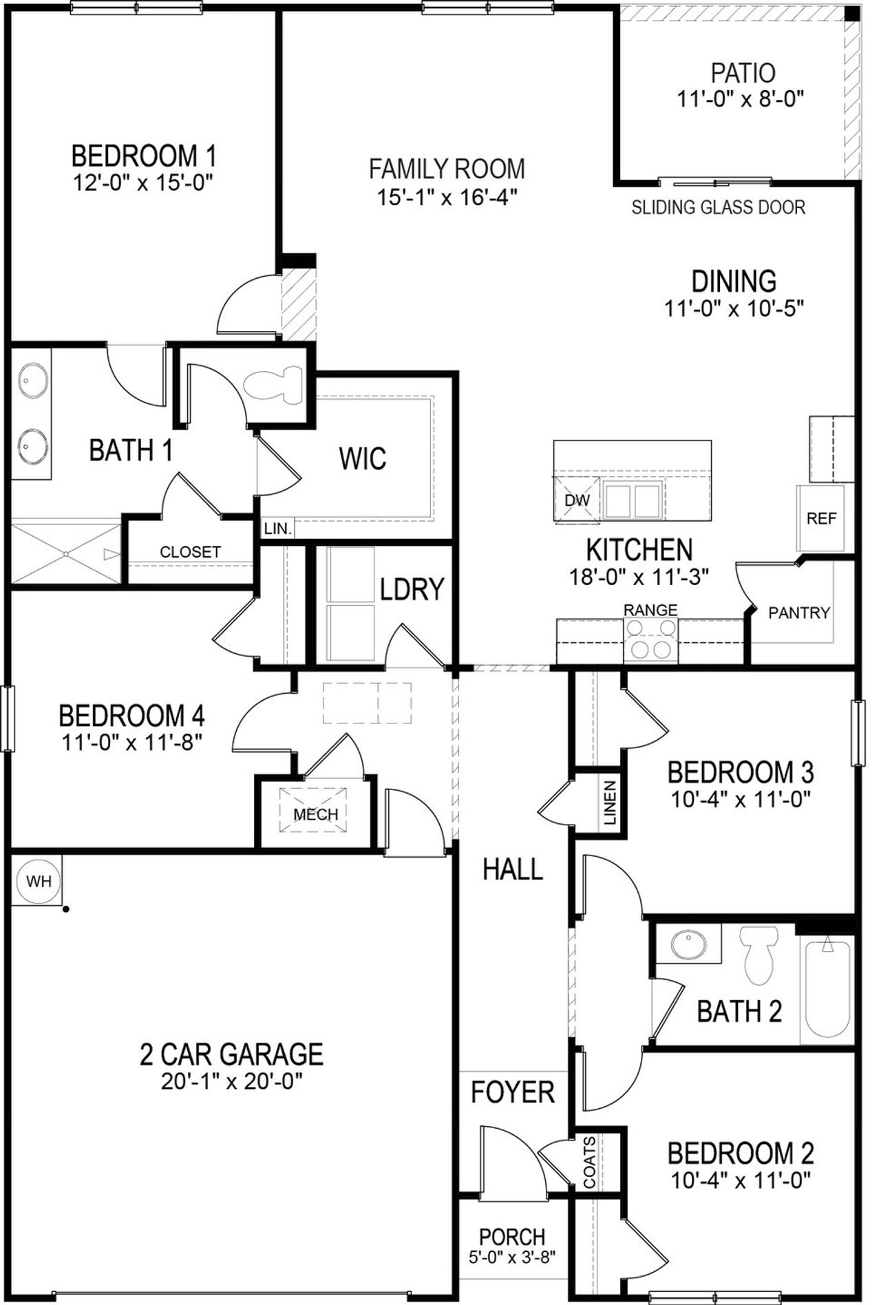 2D floor plan layout of this home in Creekside Ridge, Dandridge, TN (Image 2).