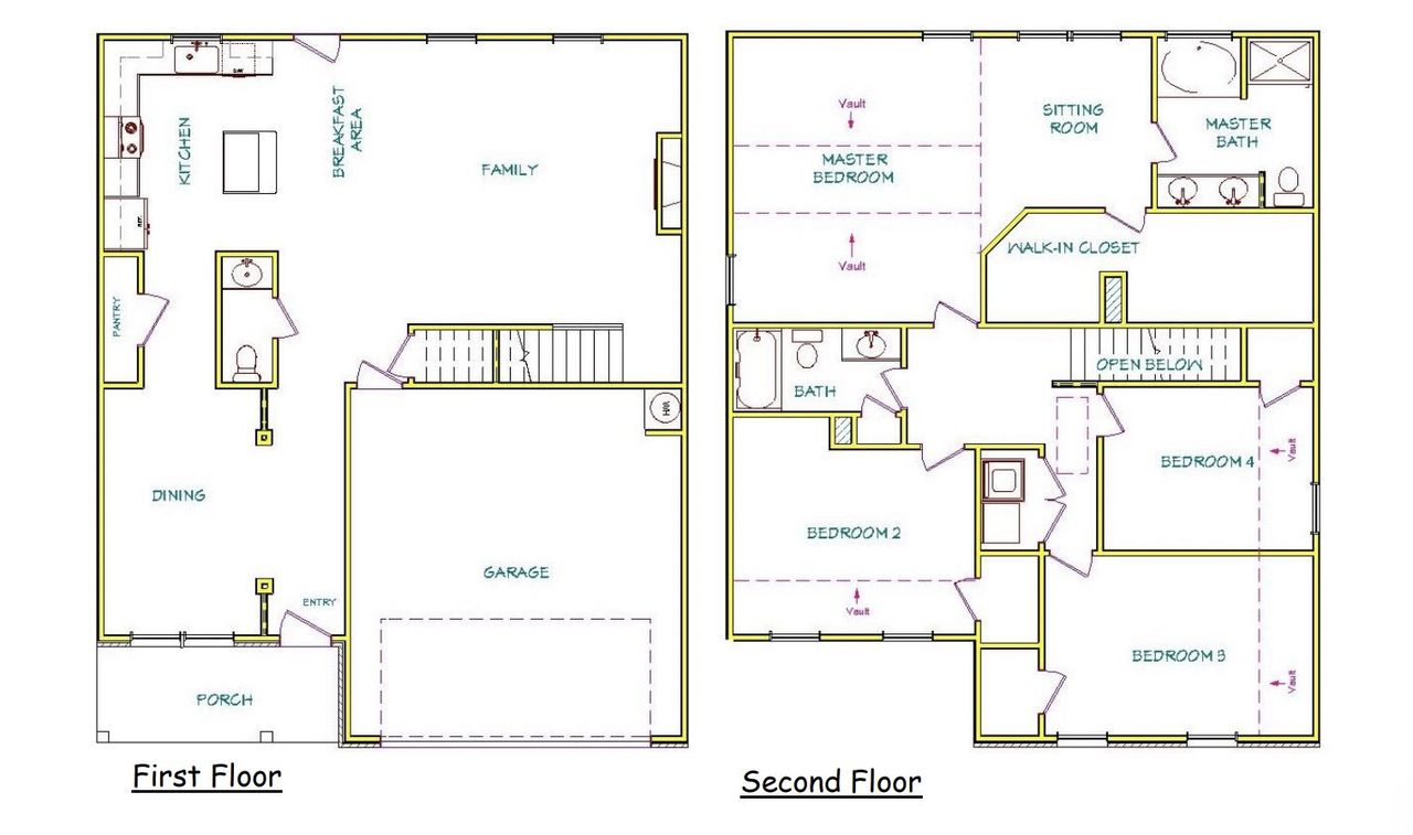 2D floor plan layout for the Holly by Capshaw in Fox Crossing, Griffin, GA (Image 2).