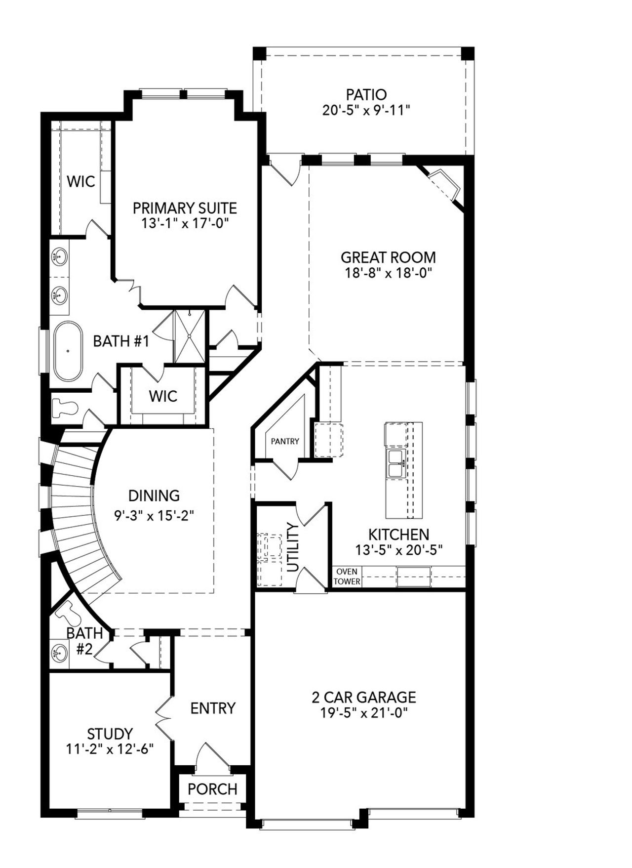 2D floor plan layout of this home in Green Meadows, Celina, TX (Image 2).