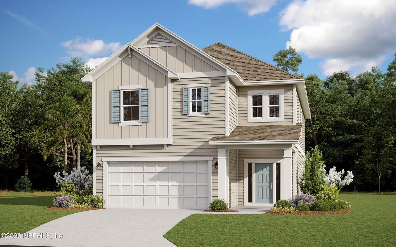 Front exterior of a new home in TrailMark, St. Augustine, FL, highlighting curb appeal (Image 2).