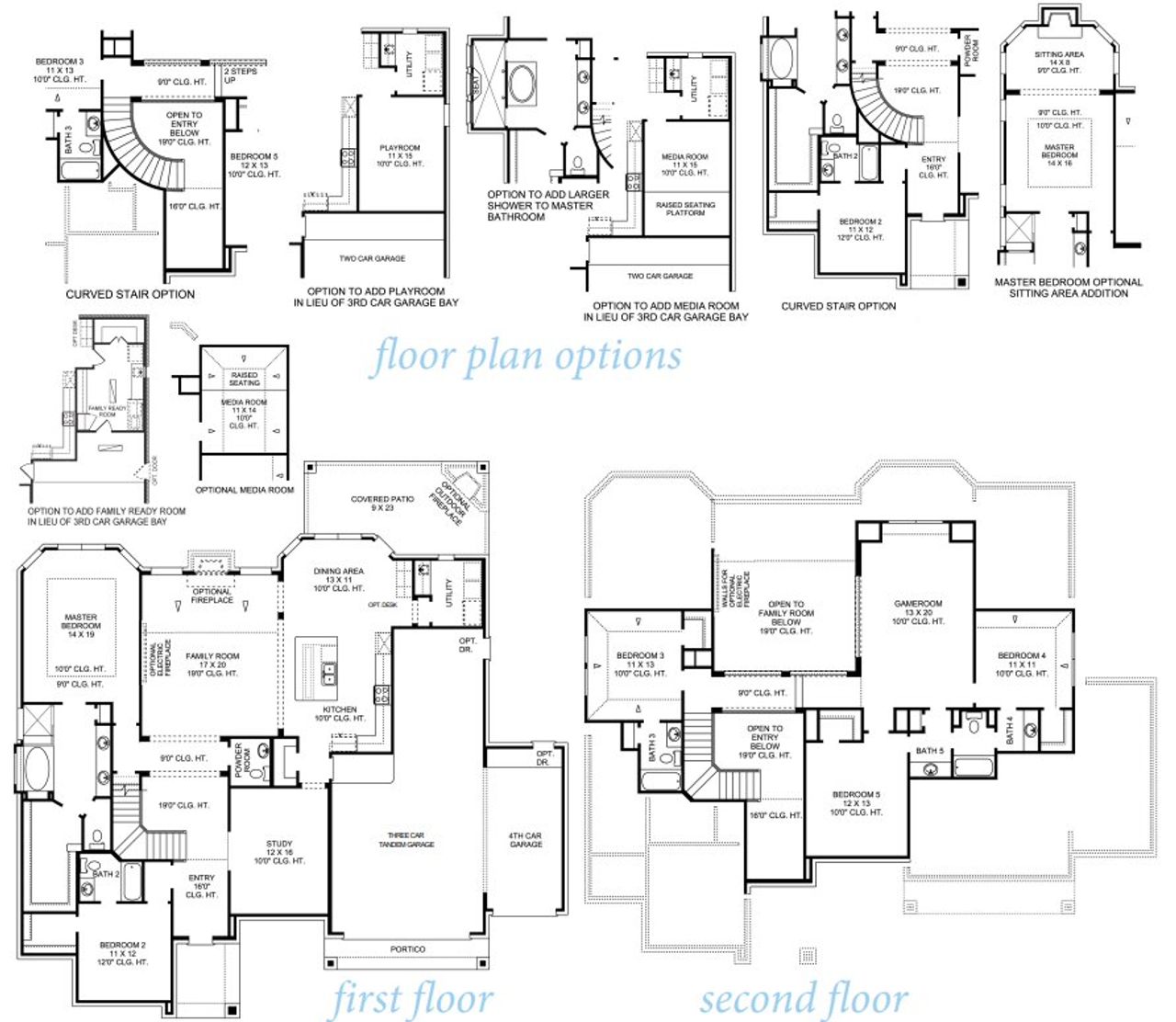 2D floor plan layout for the Oxford 3600.3 by J. Patrick Homes in Jubilee 80′ Lots, Hockley, TX (Image 2).
