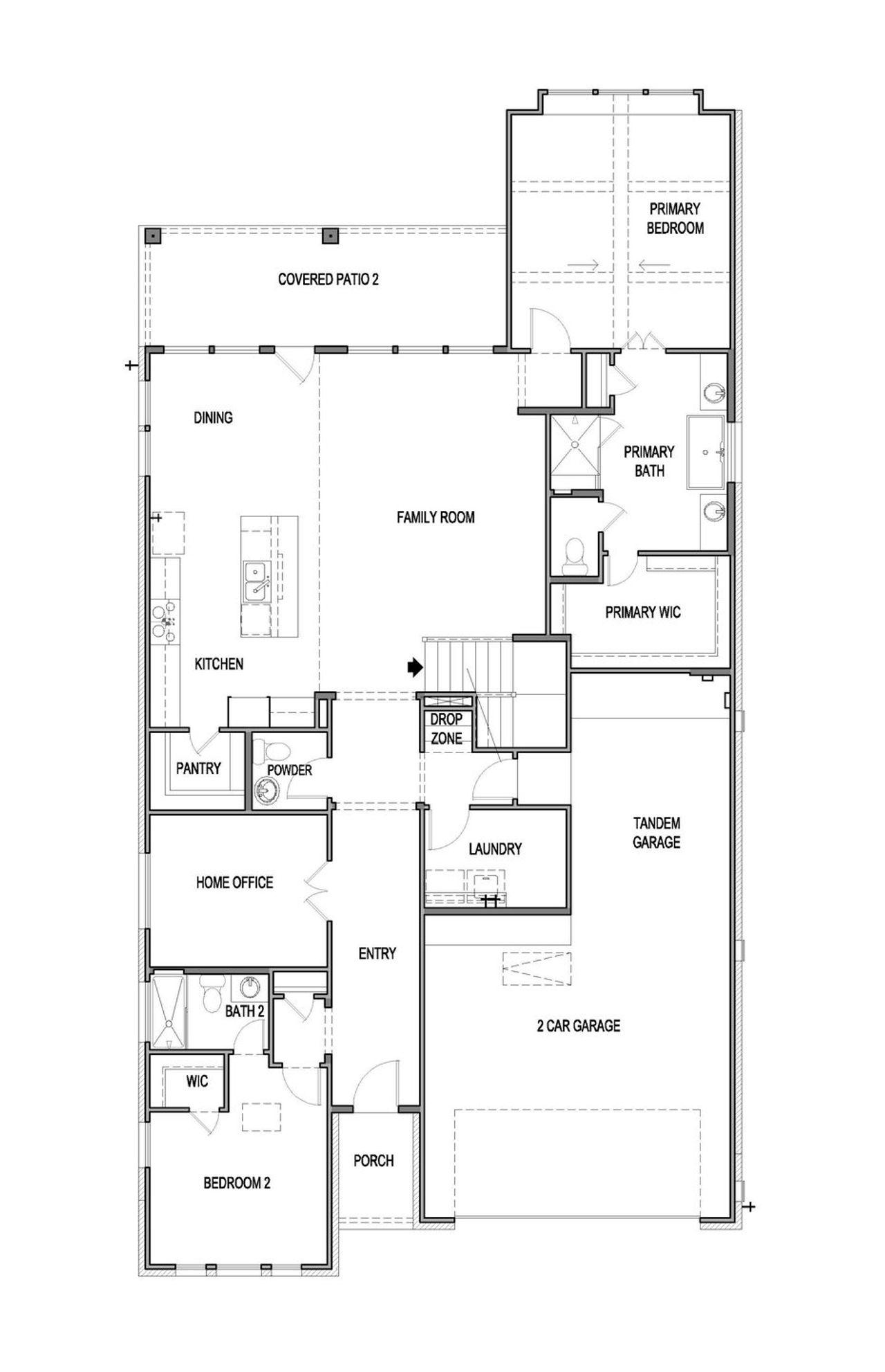 2D floor plan layout of this home in Blackhawk, Pflugerville, TX (Image 2).
