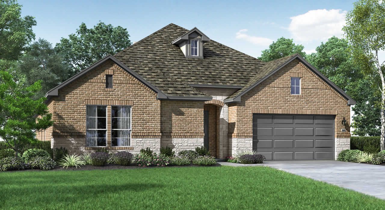 Representative exterior photo of a completed home built from the Lincoln 5130 by GFO Home in Enclave At Cele, Pflugerville, TX (Image 2). Representative exterior photo of a completed home built from the Lincoln 5130 by GFO Home in Enclave At Cele, Pflugerville, TX (Image 2).
