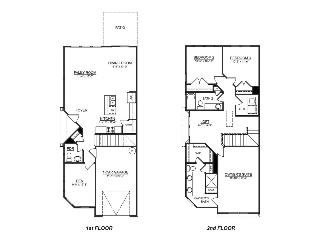 2D floor plan layout for the Carson by D.R. Horton in Hidden Hills, Spartanburg, SC (Image 2).