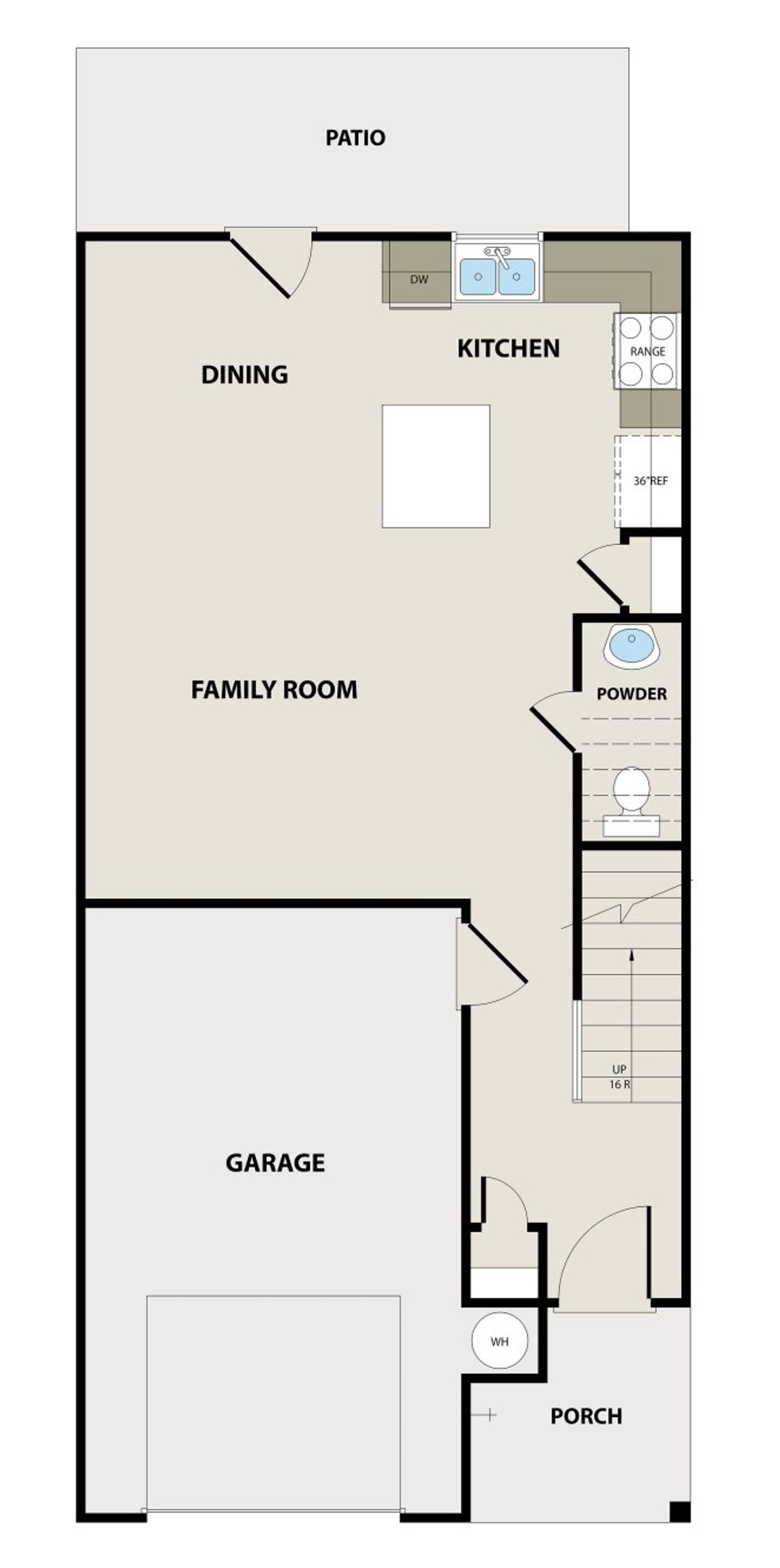 2D floor plan layout for the Thomas by Peachtree Building Group in Chimney Oaks Townhomes, Homer, GA (Image 2).