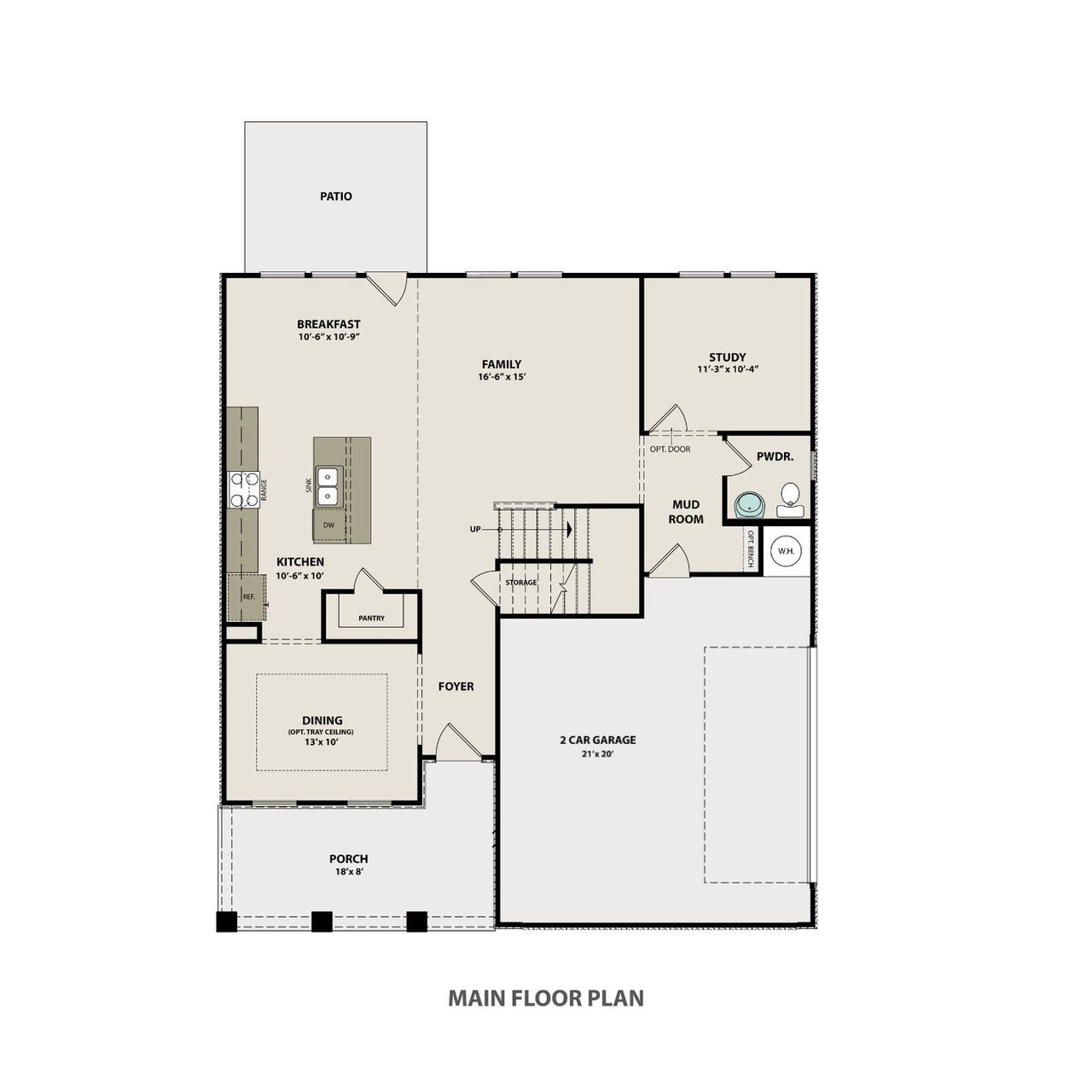 2D floor plan layout for the The Willow A Side-Entry by Davidson Homes LLC in Calista Farms, White House, TN (Image 2). 2D floor plan layout for the The Willow A Side-Entry by Davidson Homes LLC in Calista Farms, White House, TN (Image 2).