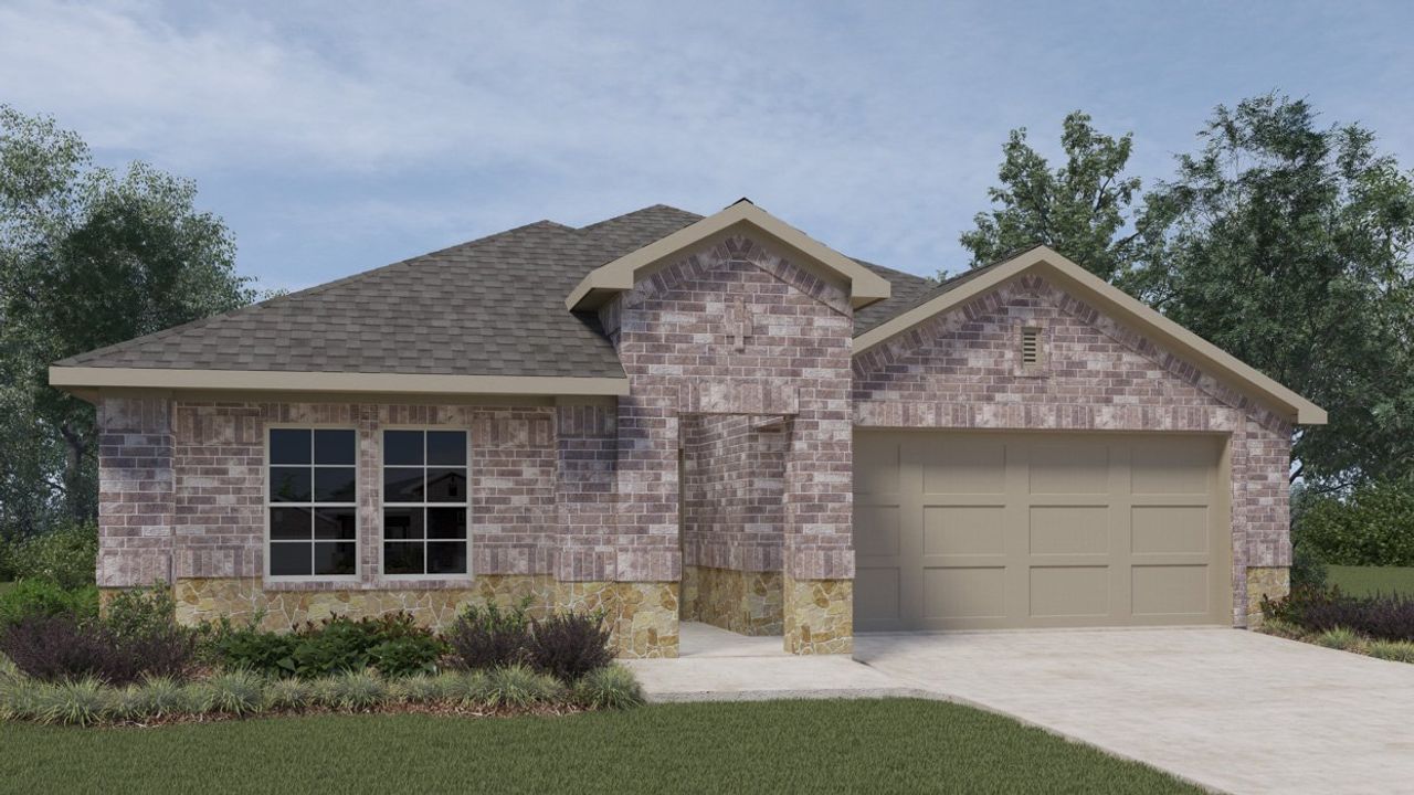 Representative exterior photo of a completed home built from the Texas Cali by D.R. Horton in Cottonwood, Dorchester, TX (Image 2).