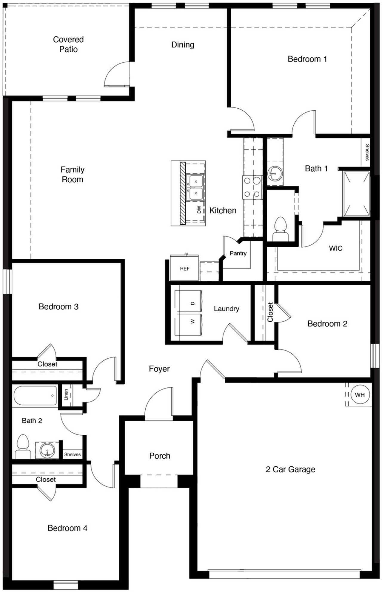 2D floor plan layout of this home in Lonestar at Liberty Trails, Fort Worth, TX (Image 2).
