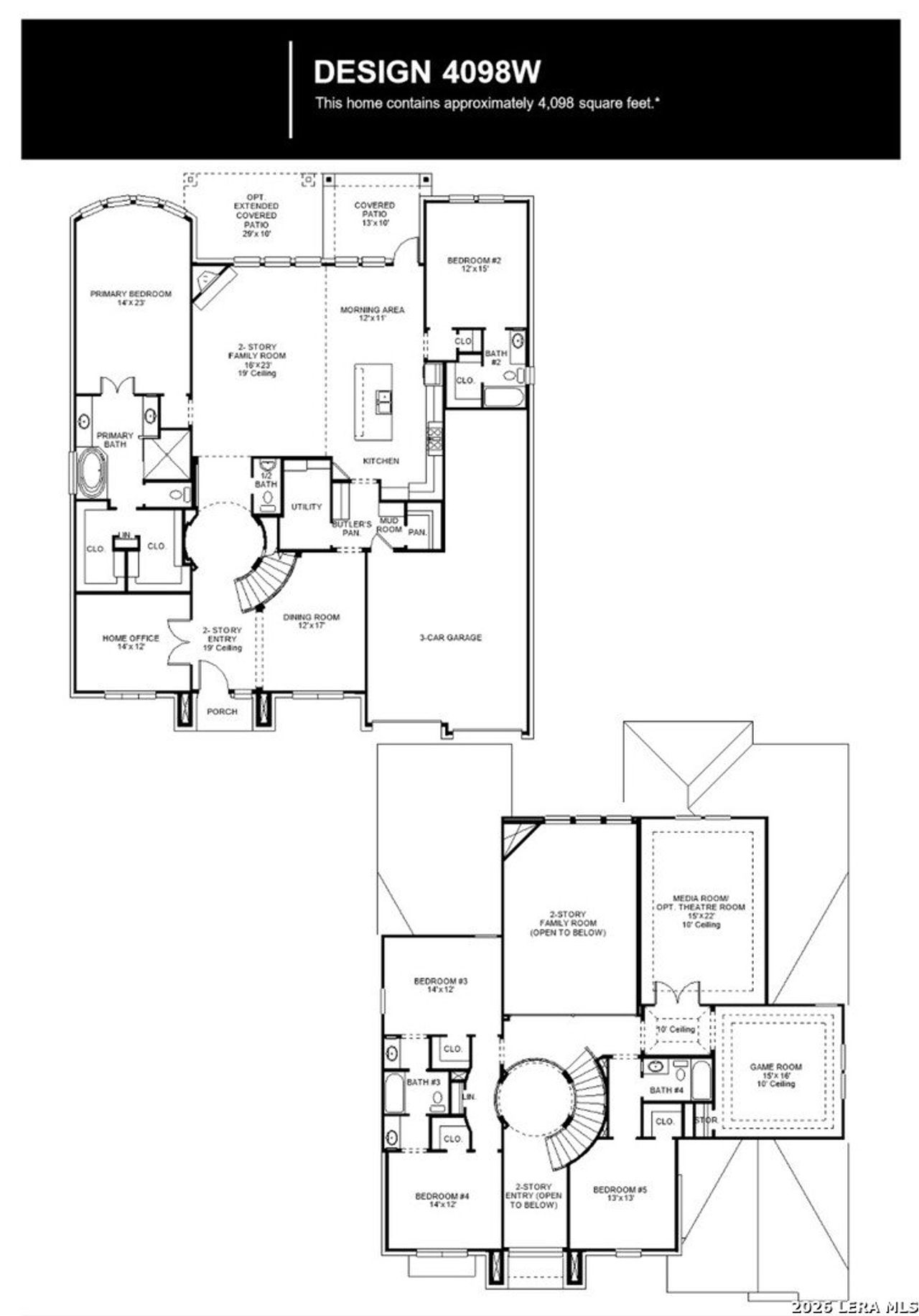 2D floor plan layout of this home in Kinder Ranch, San Antonio, TX (Image 2).