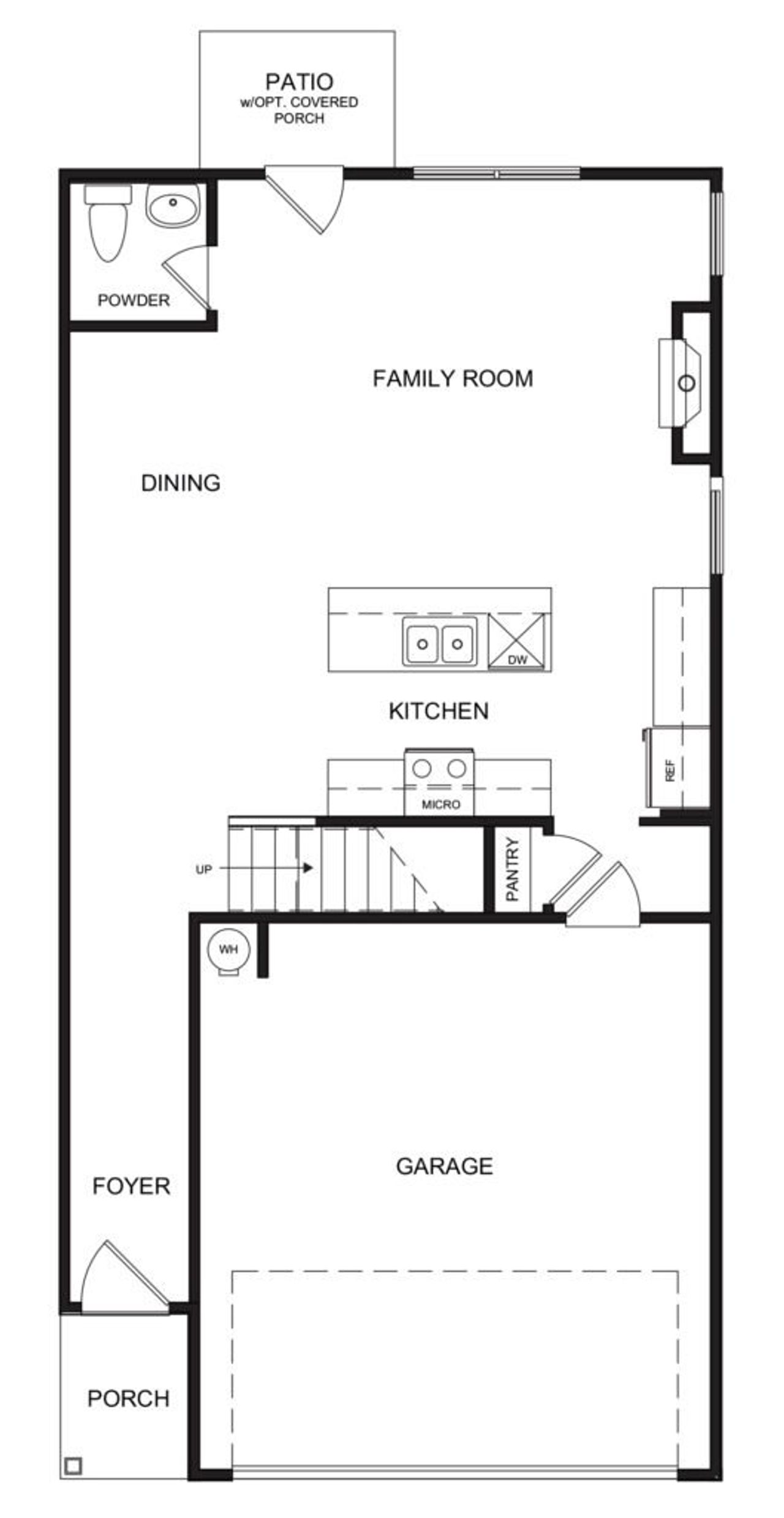 2D floor plan layout for the The Newbury by Direct Residential Communities in Lake Harbin, Morrow, GA (Image 2).