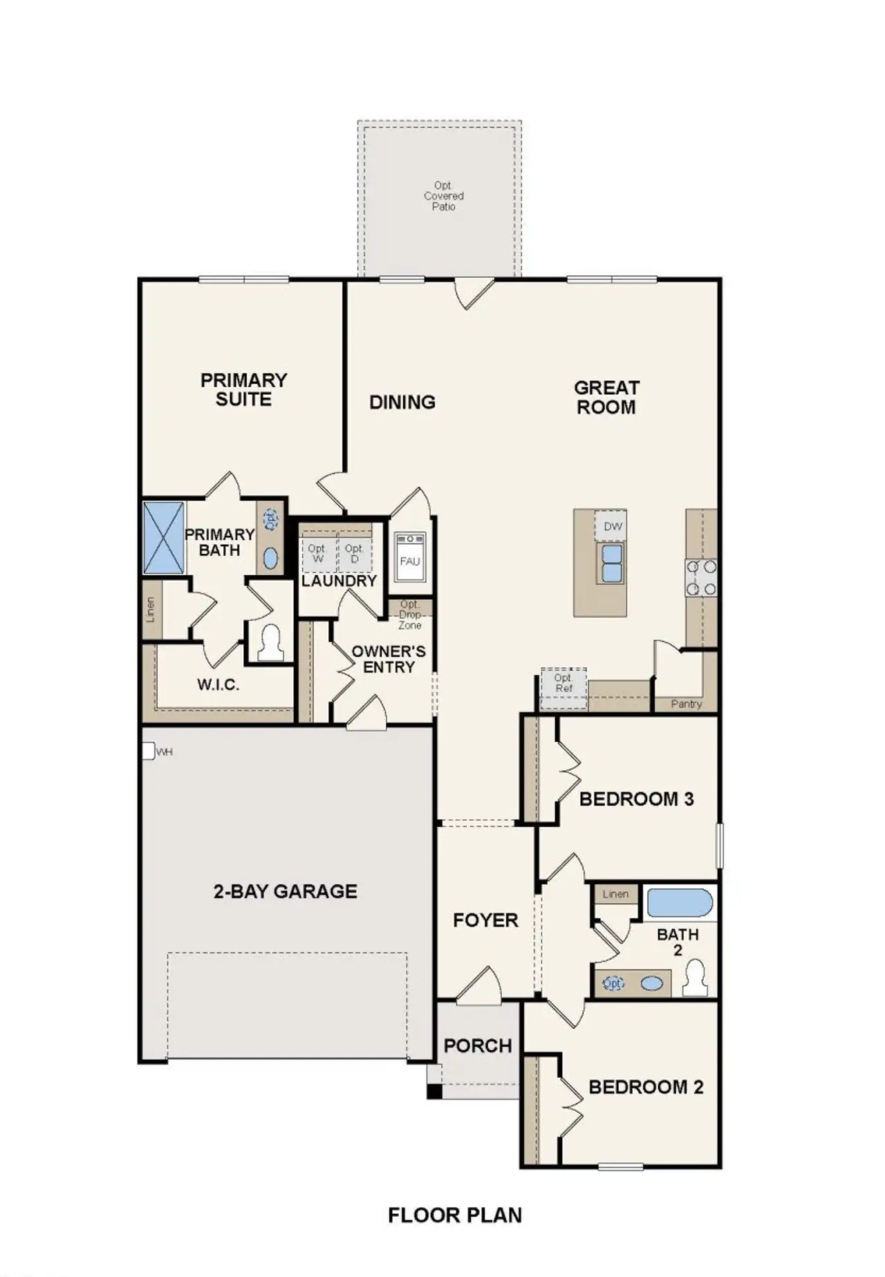 2D floor plan layout for the Buchanan by Century Communities in Crockett Meadows, Conroe, TX (Image 2).