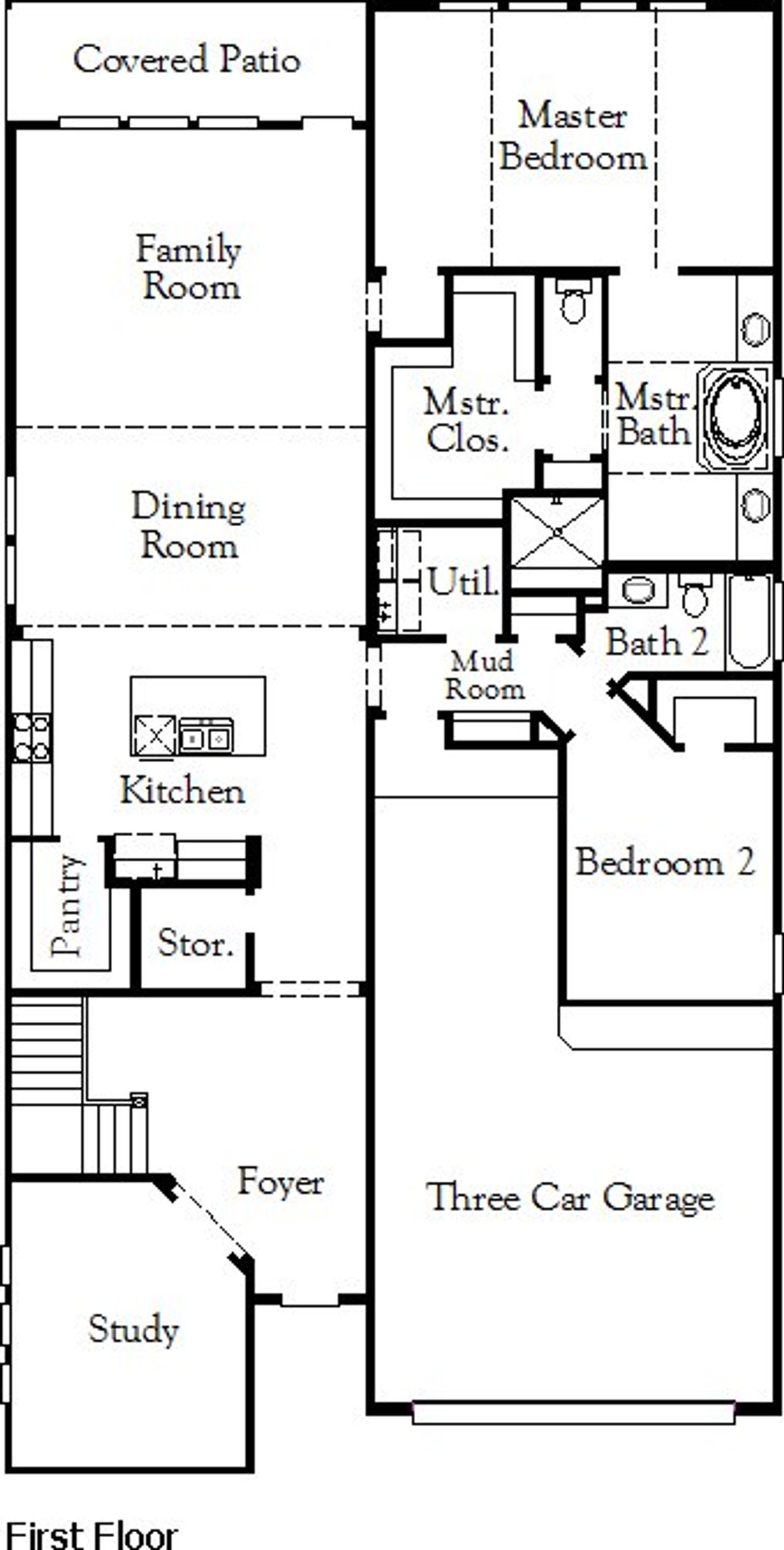 2D floor plan layout of this home in South Pointe, Mansfield, TX (Image 2).