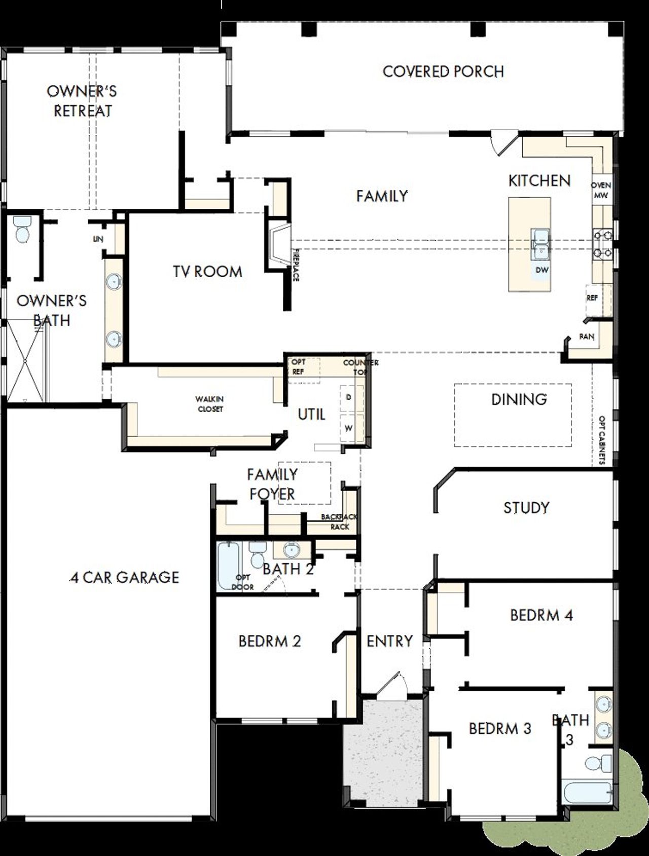 2D floor plan layout of this home in Monterra - Classics, Fate, TX (Image 2). 2D floor plan layout of this home in Monterra - Classics, Fate, TX (Image 2).