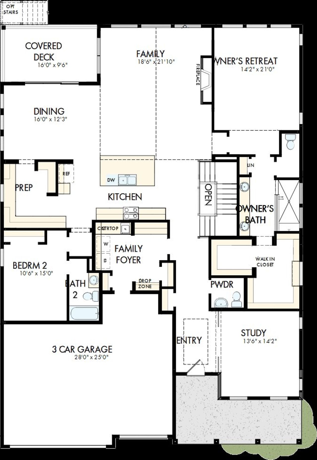 2D floor plan layout of this home in Highline at Wolf Ranch, Colorado Springs, CO (Image 2).