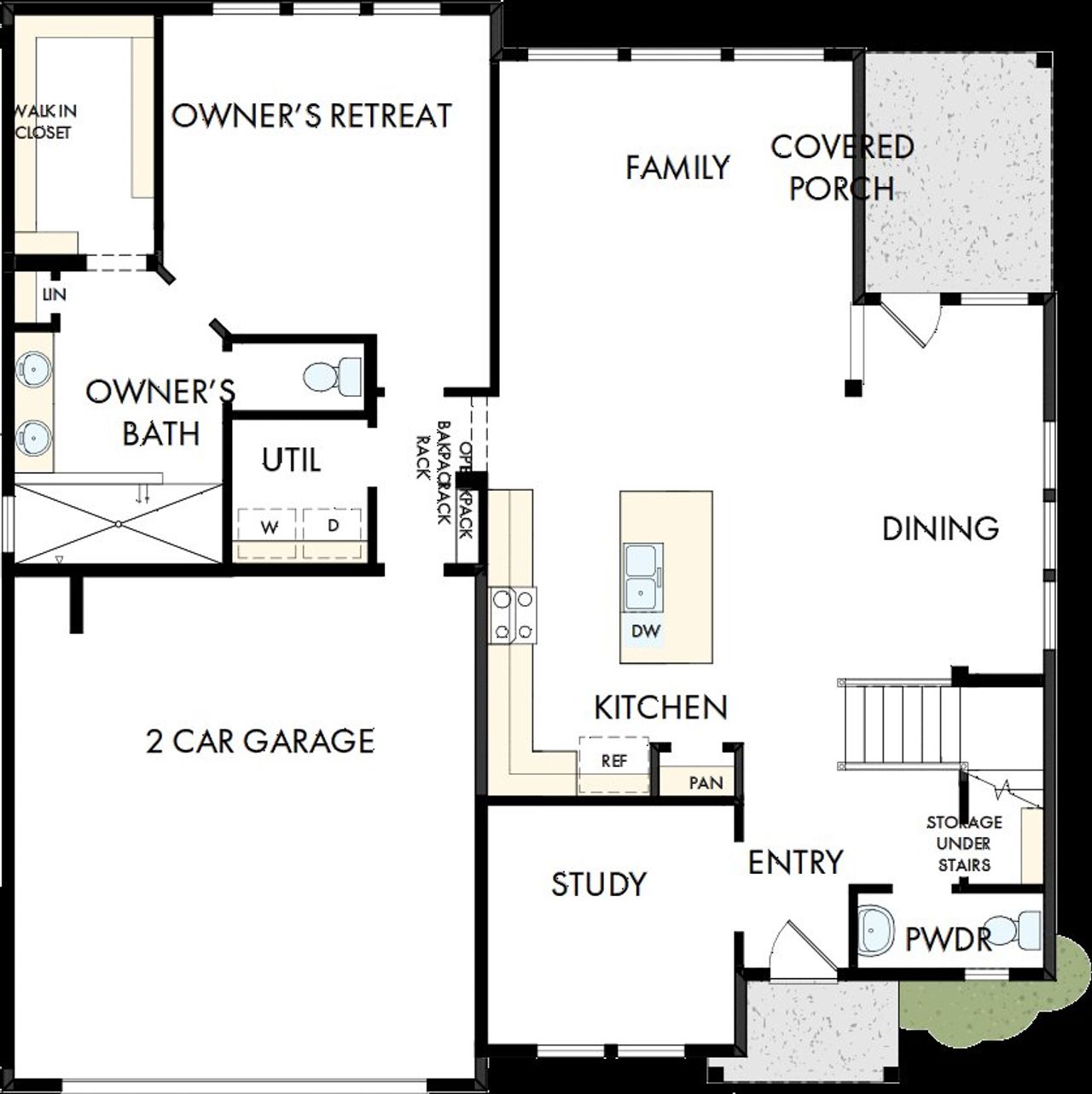 2D floor plan layout of this home in Sunfield, Buda, TX (Image 2).