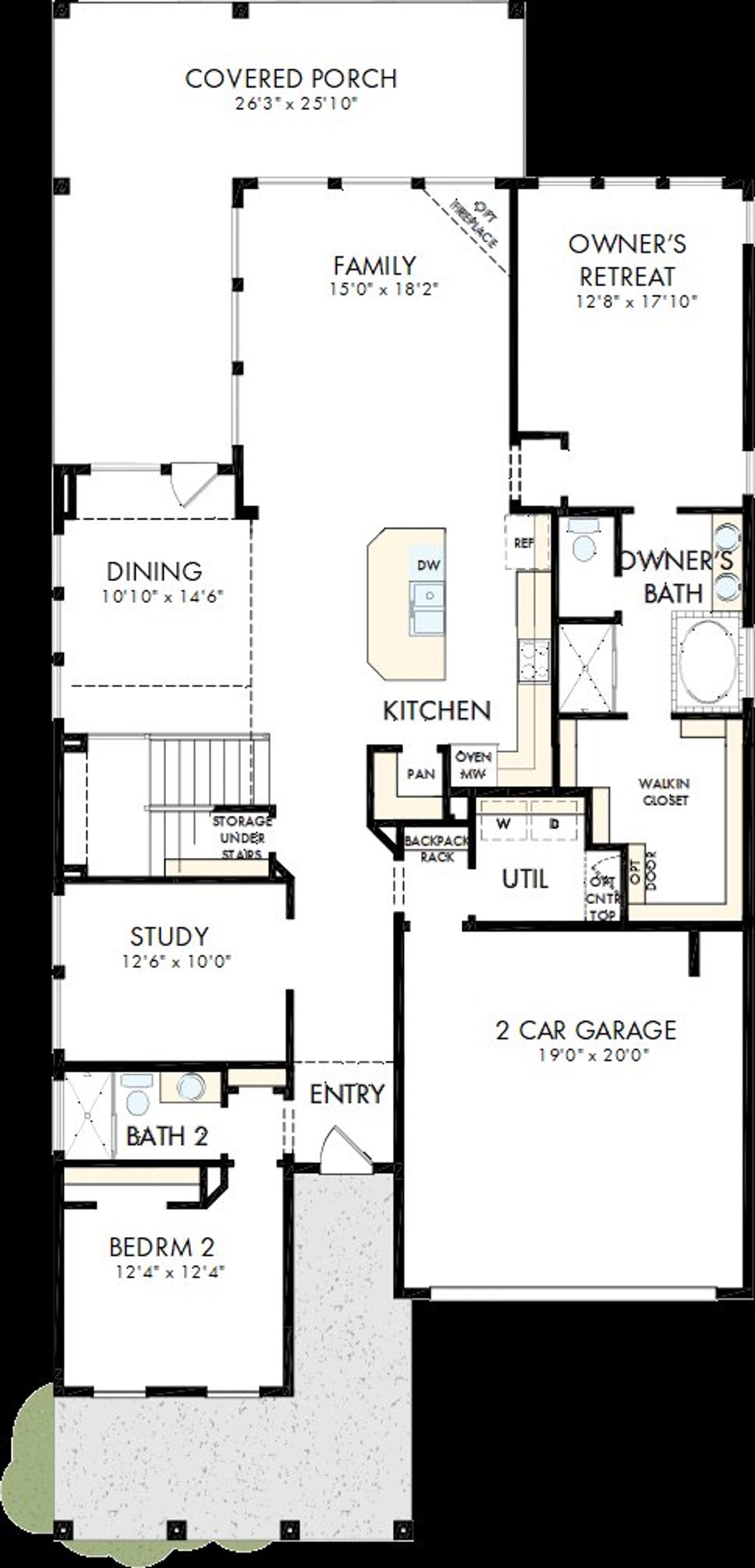 2D floor plan layout of this home in Davis Ranch 50', San Antonio, TX (Image 2).