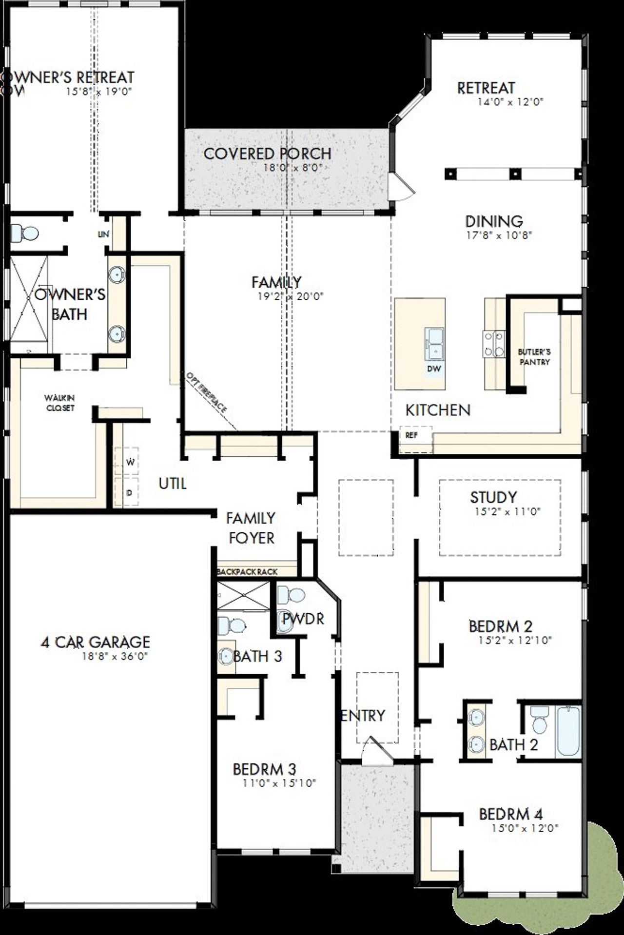 2D floor plan layout of this home in Harvest Green - Parkview Collection, Richmond, TX (Image 2). 2D floor plan layout of this home in Harvest Green - Parkview Collection, Richmond, TX (Image 2).