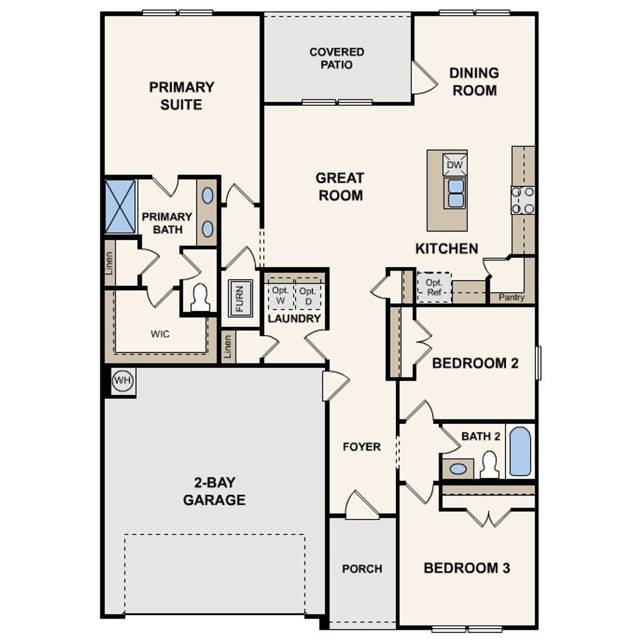 2D floor plan layout for the Sutherland by Century Communities in Lago Mar 50' at Lago Mar, Texas City, TX (Image 2). 2D floor plan layout for the Sutherland by Century Communities in Lago Mar 50' at Lago Mar, Texas City, TX (Image 2).