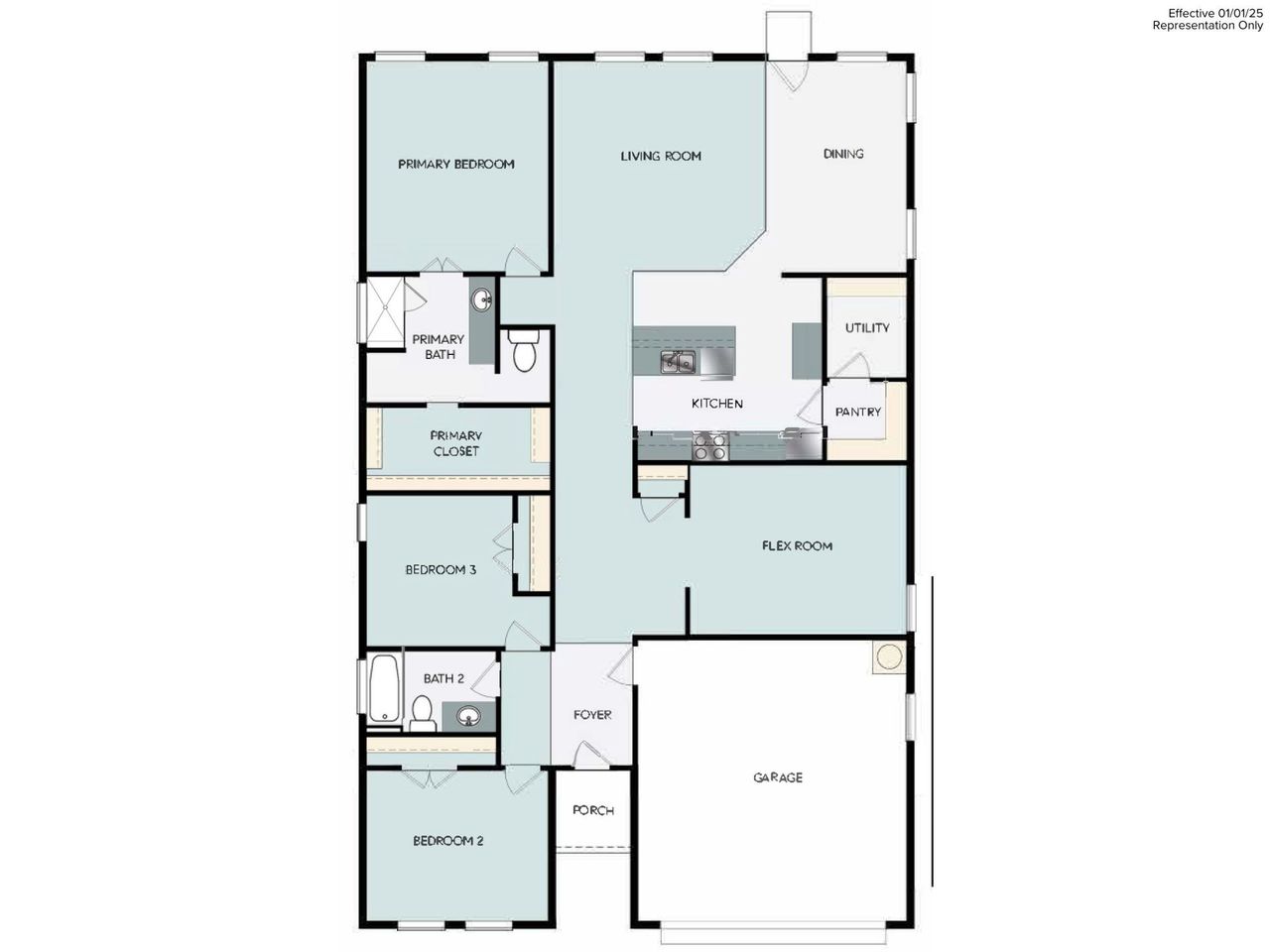 2D floor plan layout of this home in Casetta Ranch, Kyle, TX (Image 2).