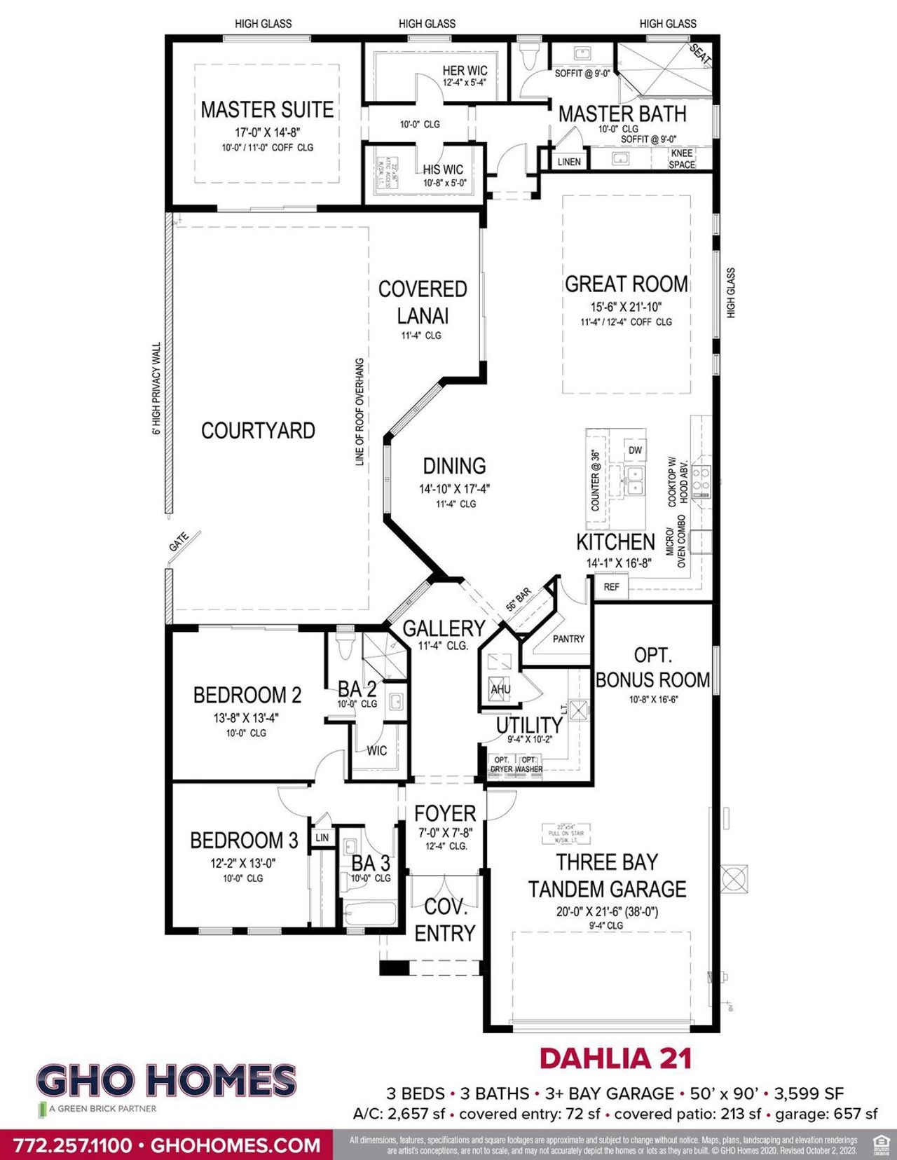 2D floor plan layout for the Dahlia 21 by GHO Homes in Lucaya Pointe, Vero Beach, FL (Image 2).