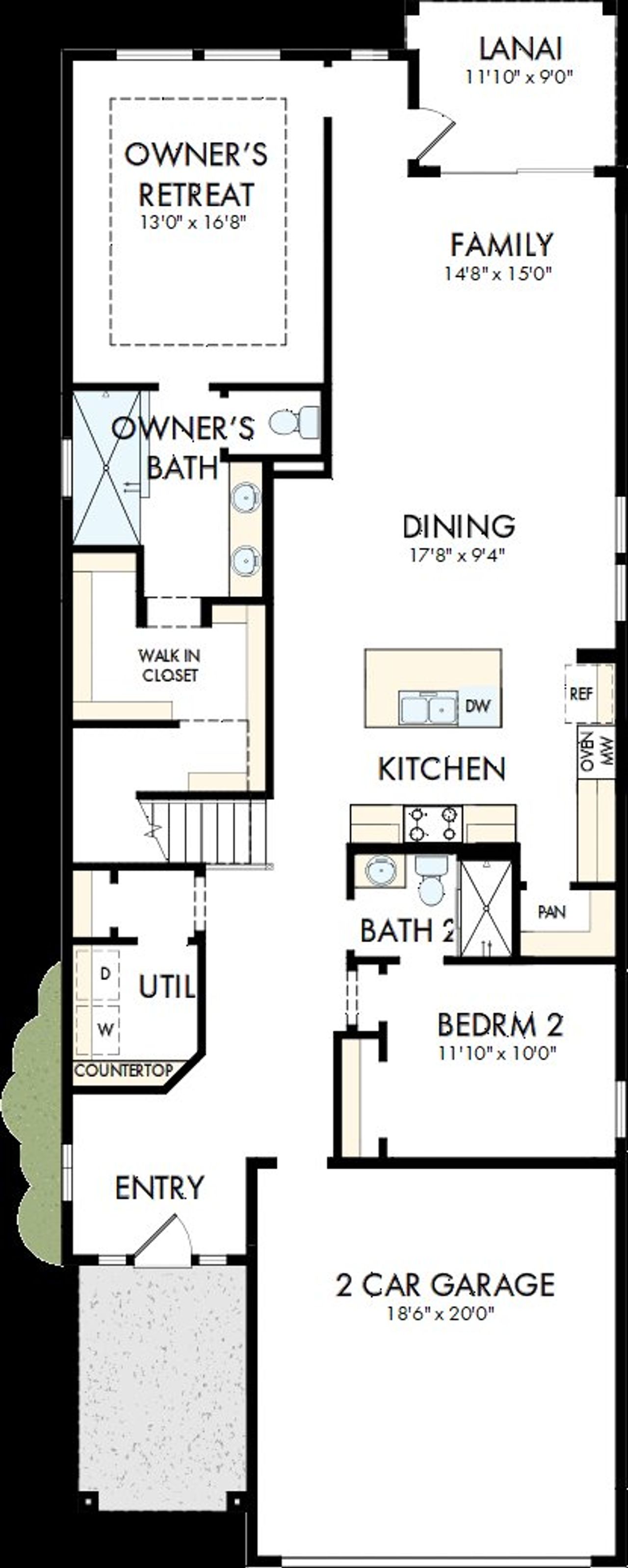 2D floor plan layout of this home in Evergreen Island at Silverleaf - Executive Collection, St. Augustine, FL (Image 2).