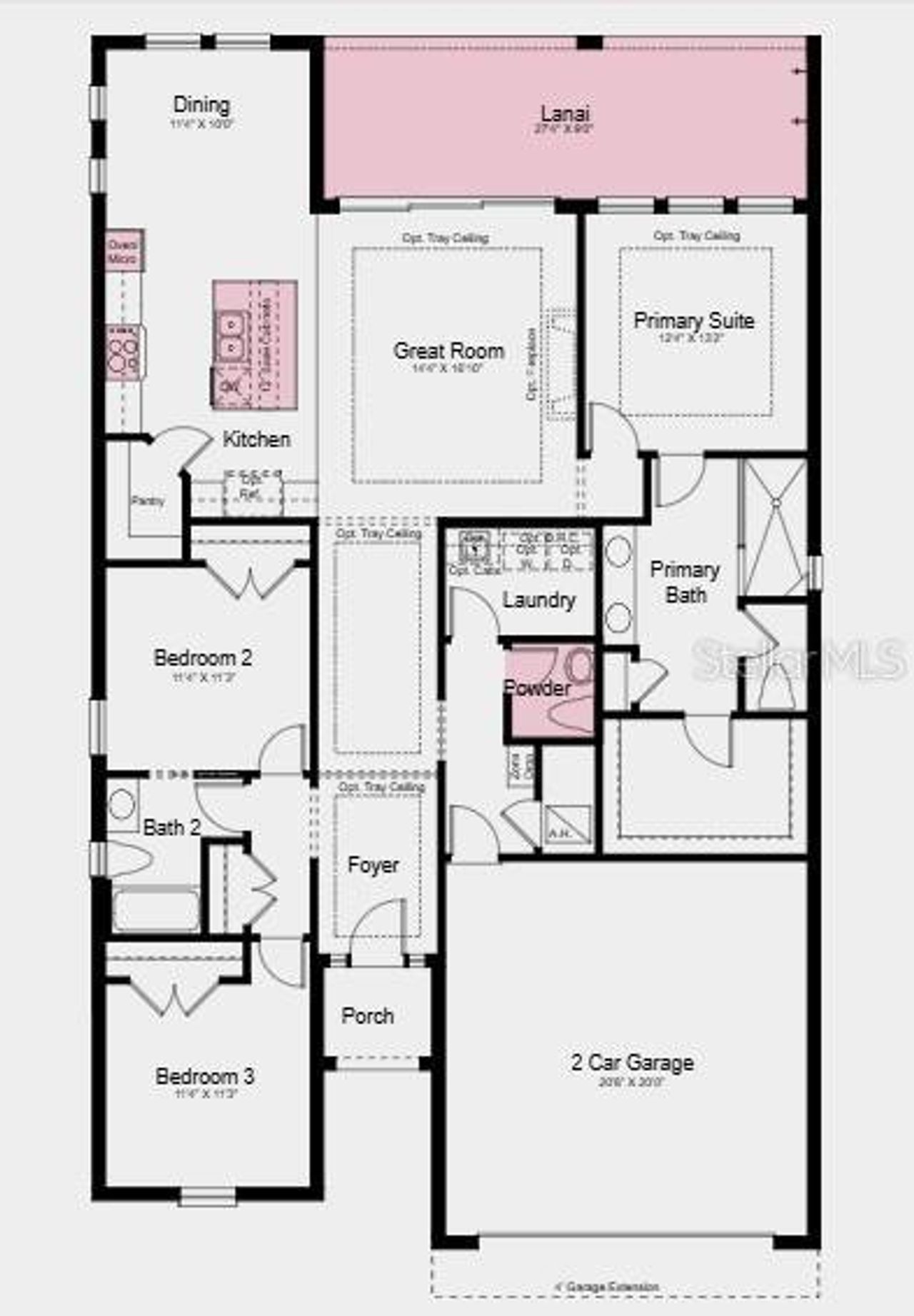 2D floor plan layout of this home in Esplanade at Wellen Park, Englewood, FL (Image 2).