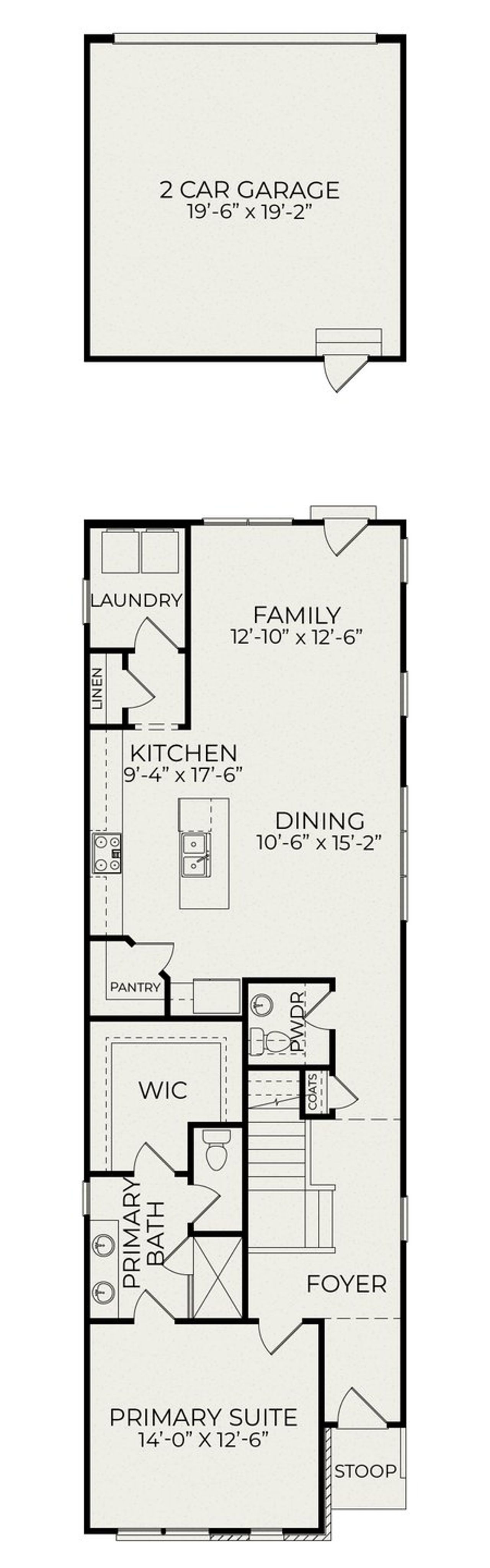 2D floor plan layout for the Evergreen B by Homes by Dickerson in Chatham Park, Pittsboro, NC (Image 2). 2D floor plan layout for the Evergreen B by Homes by Dickerson in Chatham Park, Pittsboro, NC (Image 2).