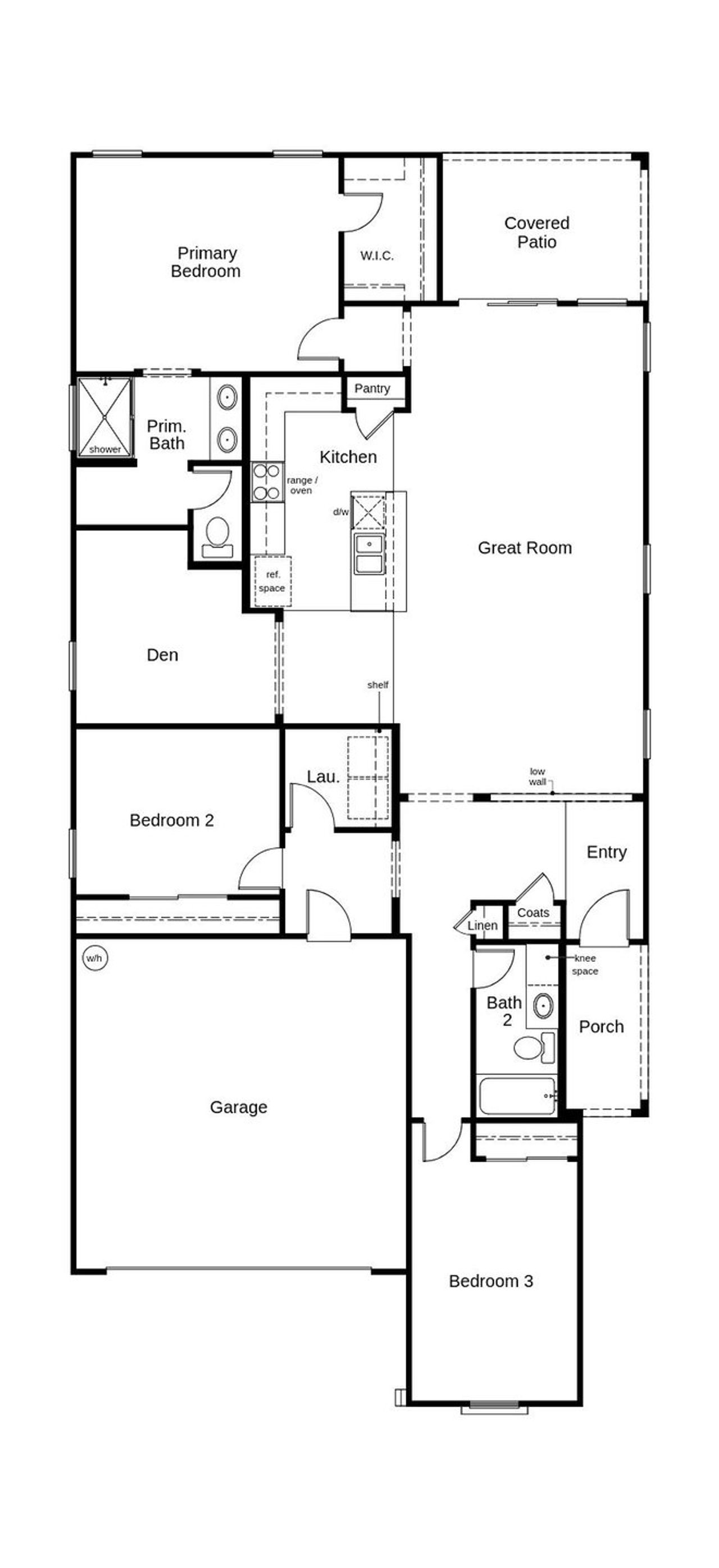 2D floor plan layout of this home in Mystic Vista Traditions, Buckeye, AZ (Image 2).