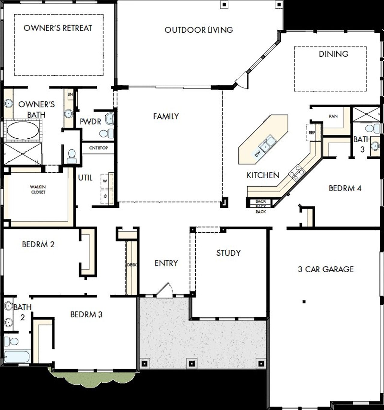 2D floor plan layout of this home in Leander Estates, Leander, TX (Image 2).