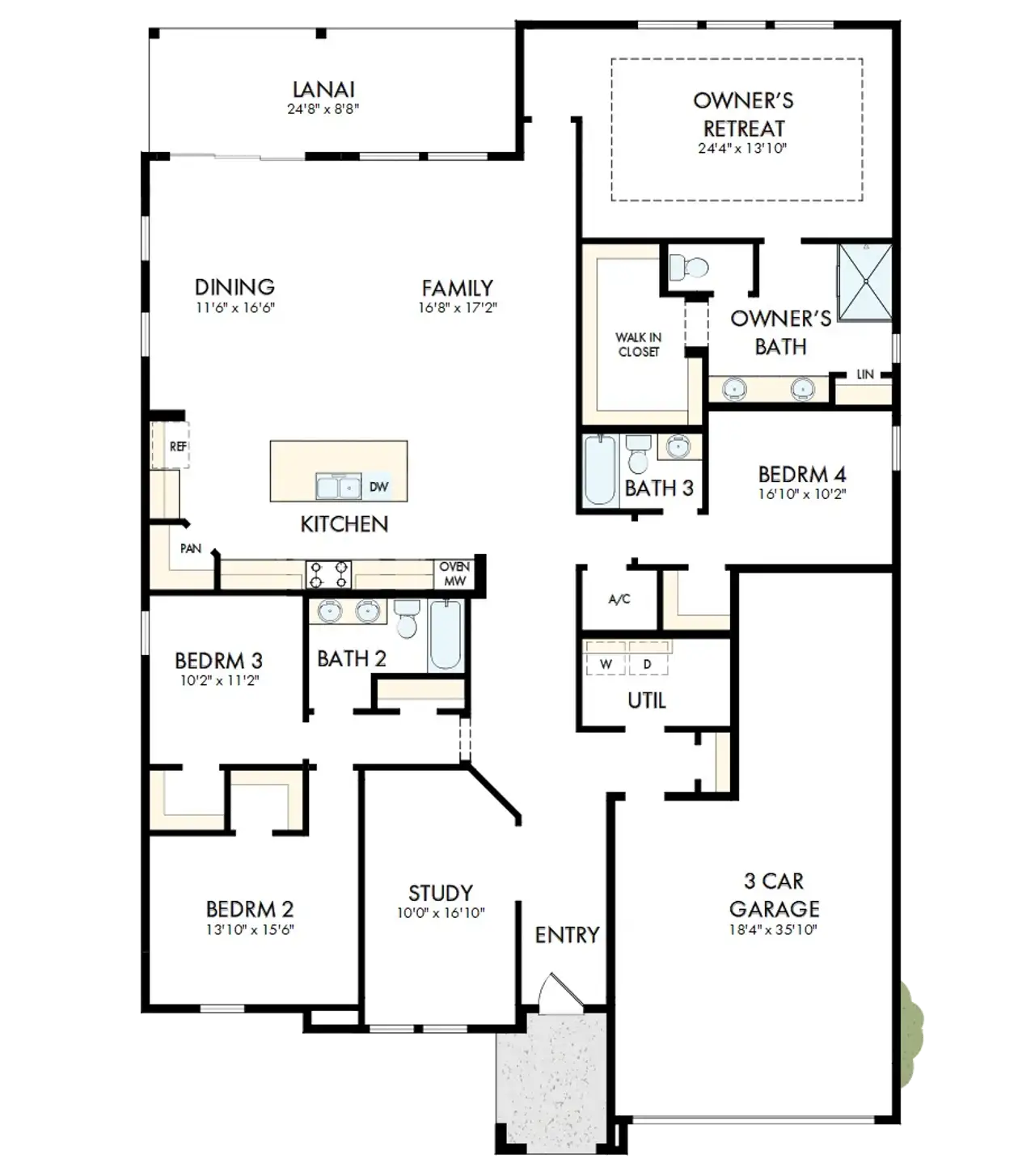 2D floor plan layout of this home in The Preserve at Laurelton – Haven Collection, Green Cove Springs, FL (Image 2). 2D floor plan layout of this home in The Preserve at Laurelton – Haven Collection, Green Cove Springs, FL (Image 2).