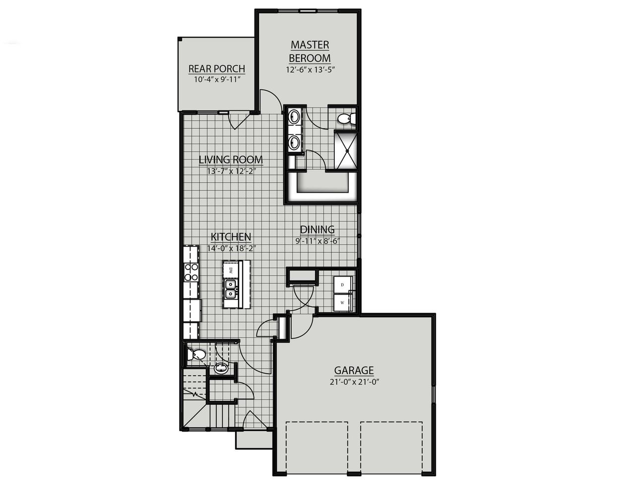 2D floor plan layout of this home in Tiger Hill Townhomes, Murfreesboro, TN (Image 2).