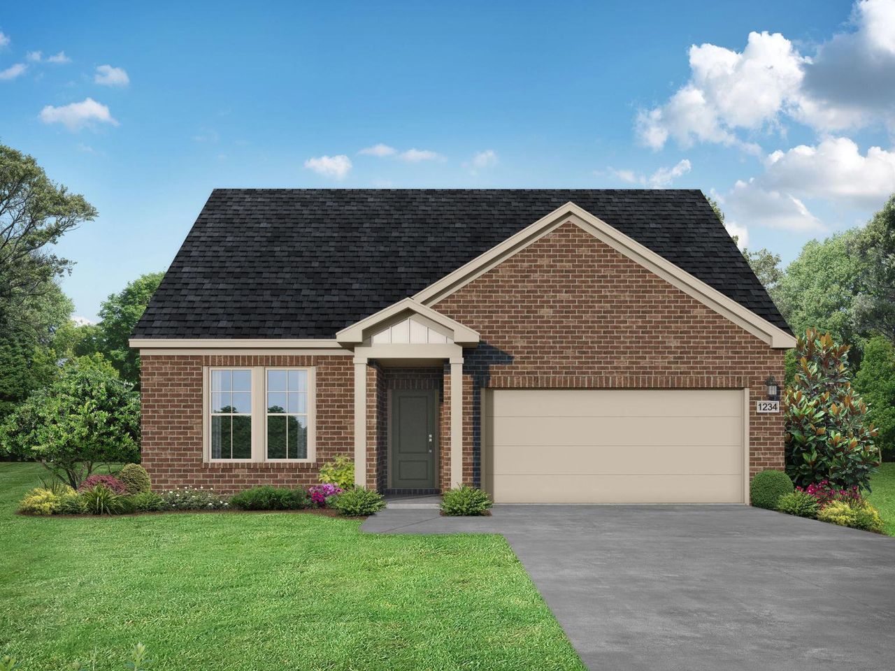 Front exterior of a new home in Meadow Ridge Estates, Josephine, TX, highlighting curb appeal (Image 2).