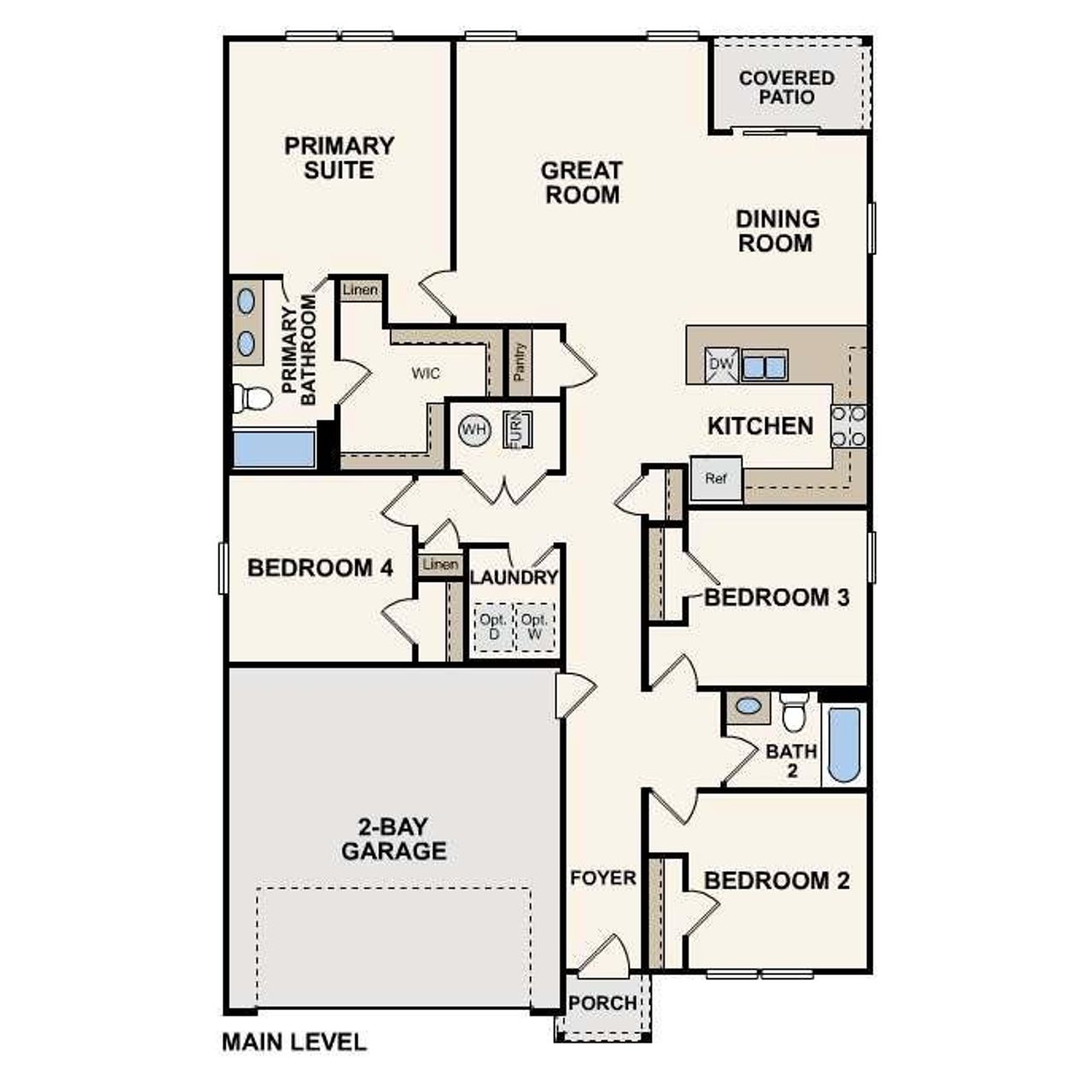 2D floor plan layout of this home in Pinehurst, Dublin, GA (Image 2).