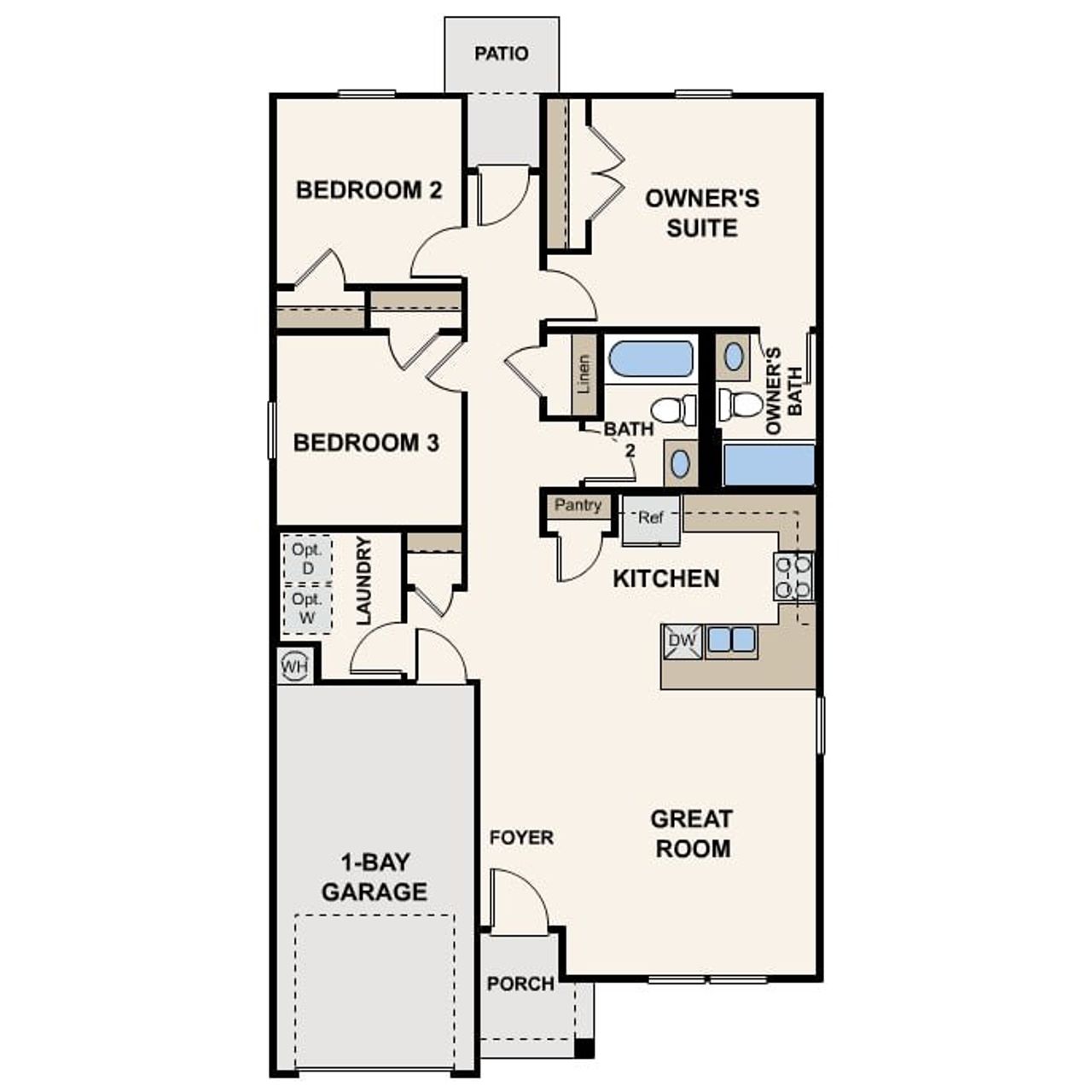 2D floor plan layout for the Sandalwood by Century Complete in Arizona City, Arizona City, AZ (Image 2). 2D floor plan layout for the Sandalwood by Century Complete in Arizona City, Arizona City, AZ (Image 2).