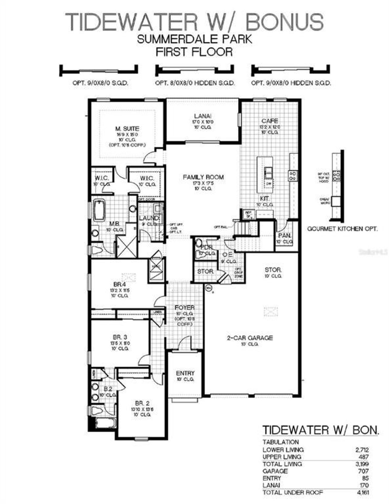 2D floor plan layout of this home in Palms at Windermere, Windermere, FL (Image 2).