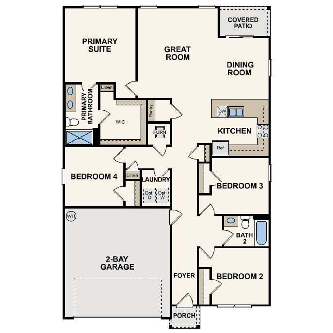 2D floor plan layout of this home in Urban's Place, Chatsworth, GA (Image 2).