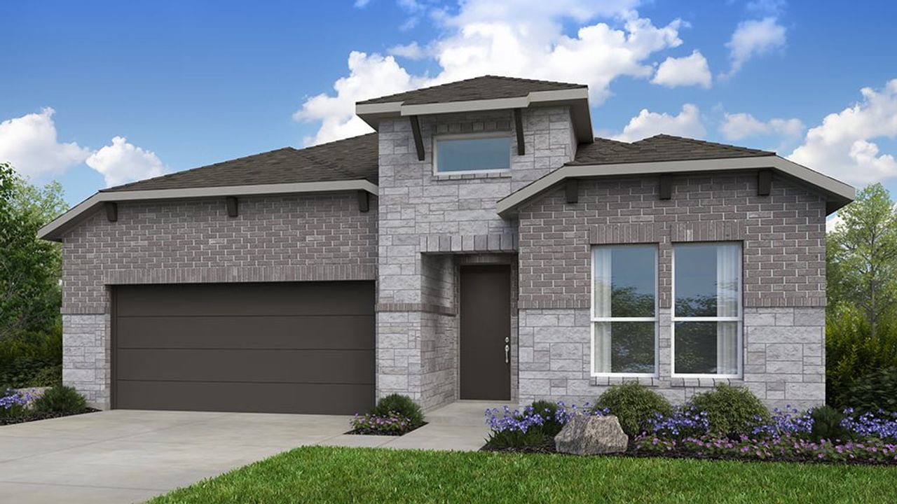 Representative exterior photo of a completed home built from the Enfield by Taylor Morrison in Silverleaf 50s, Cedar Creek, TX (Image 2).