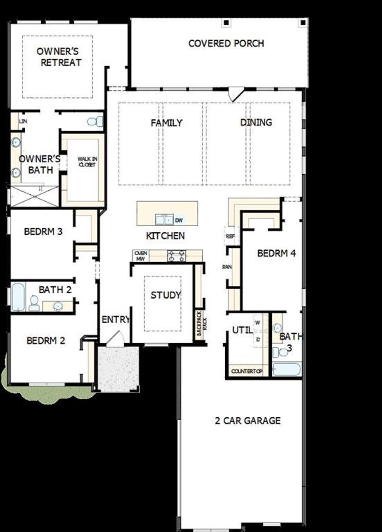 2D floor plan layout of this home in Terraces – Classics, Rockwall, TX (Image 2). 2D floor plan layout of this home in Terraces – Classics, Rockwall, TX (Image 2).