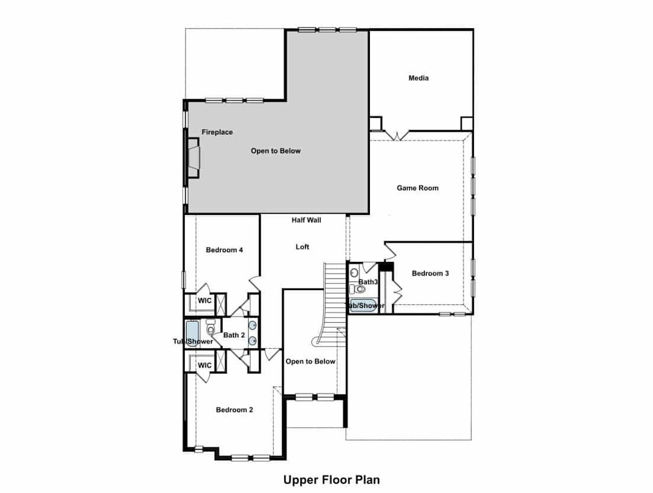2D floor plan layout of this home in Feathergrass, Georgetown, TX (Image 2).