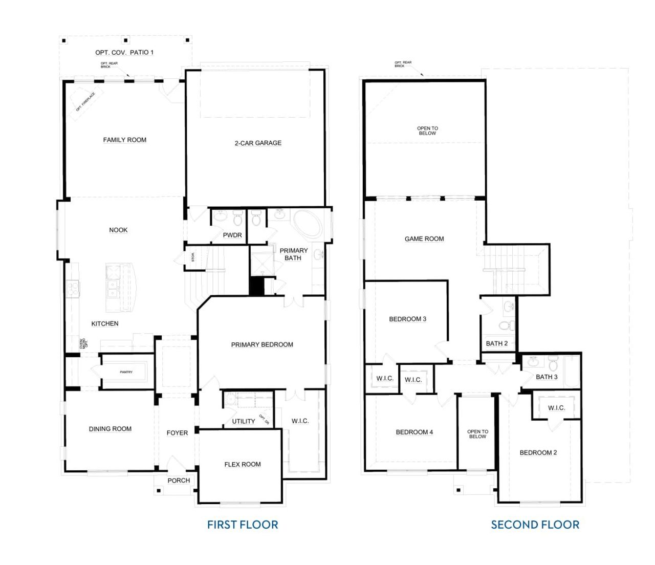 2D floor plan layout for the Concept 3106 by Landsea Homes in Redden Farms - Classic Series, Midlothian, TX (Image 2).