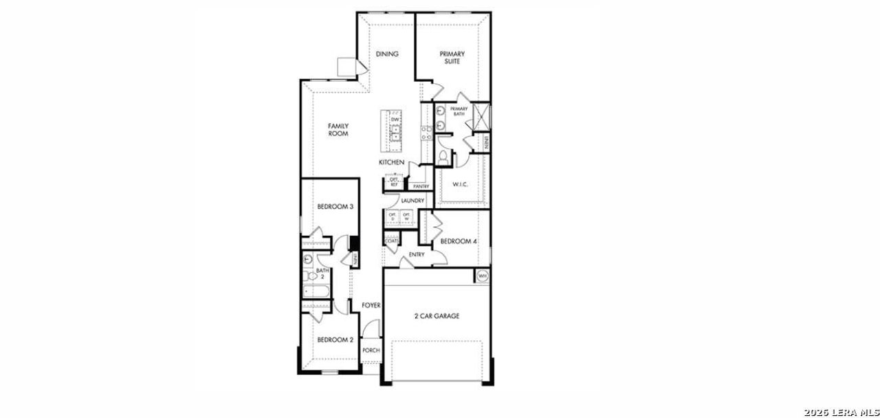 2D floor plan layout of this home in Remington Ranch, San Antonio, TX (Image 2).