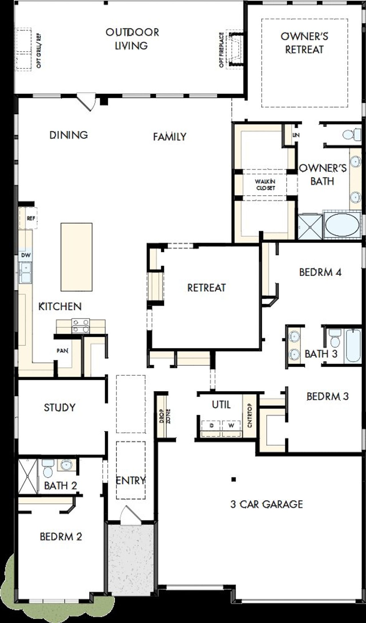 2D floor plan layout of this home in ARTAVIA - Parkview Collection, Conroe, TX (Image 2).