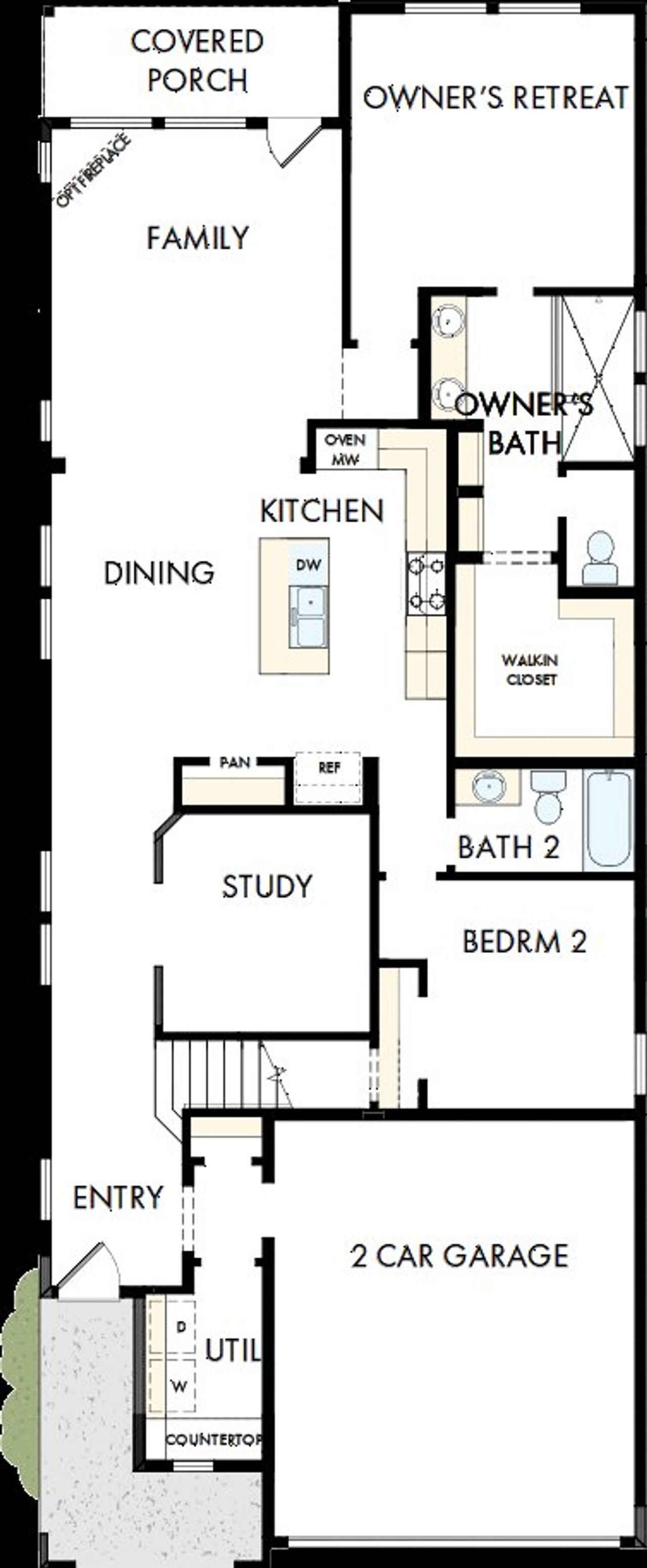 2D floor plan layout of this home in Solterra - Garden Series, Mesquite, TX (Image 2). 2D floor plan layout of this home in Solterra - Garden Series, Mesquite, TX (Image 2).