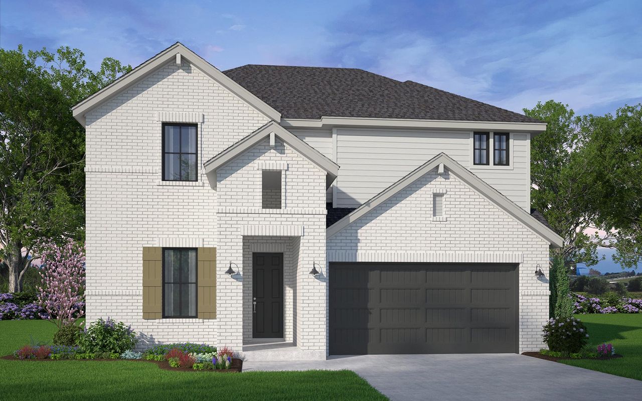 Representative exterior photo of a completed home built from the Norwich by Brookfield Residential in Midline, Webster, TX (Image 2).