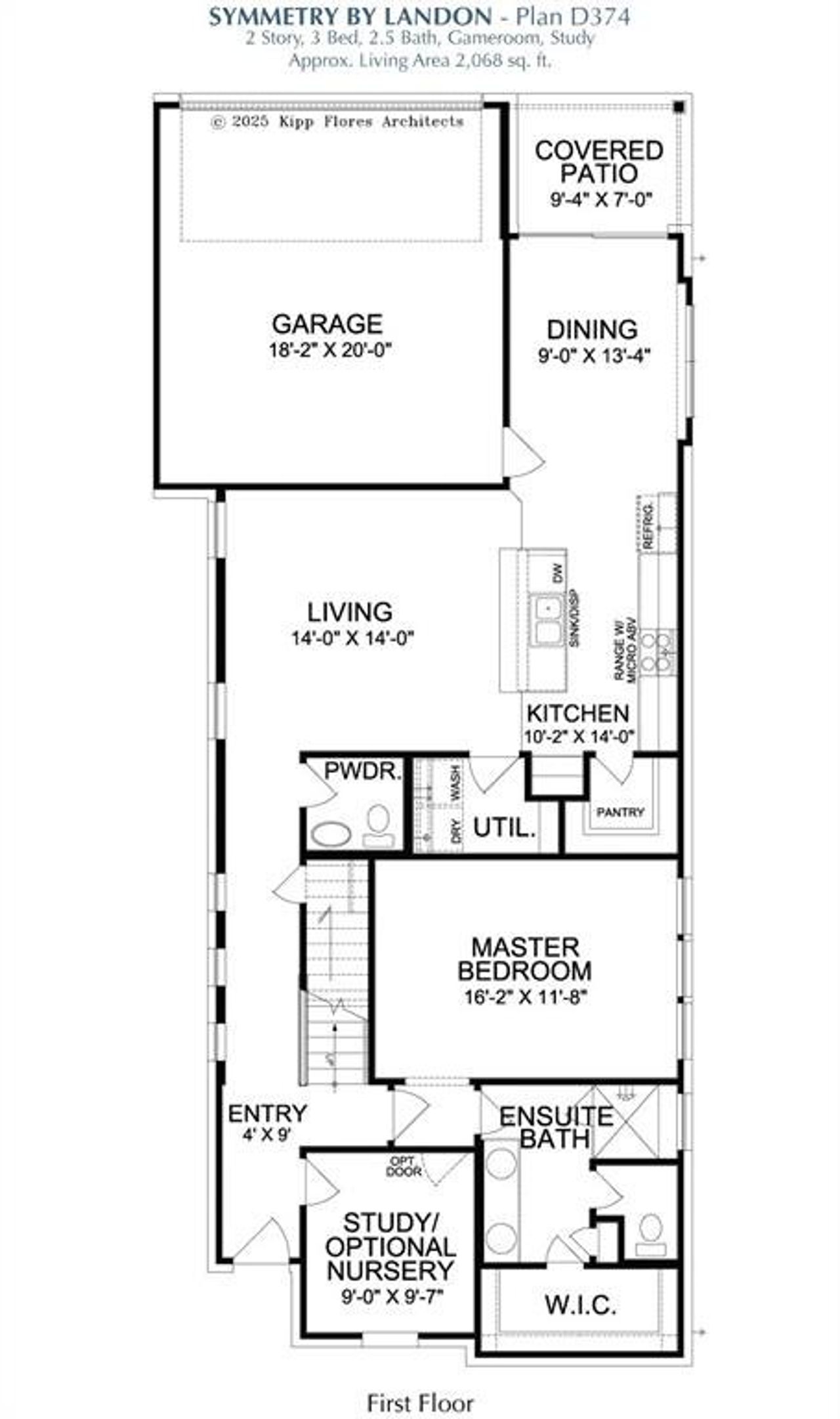 2D floor plan layout of this home in Symmetry 37s, Frisco, TX (Image 2).