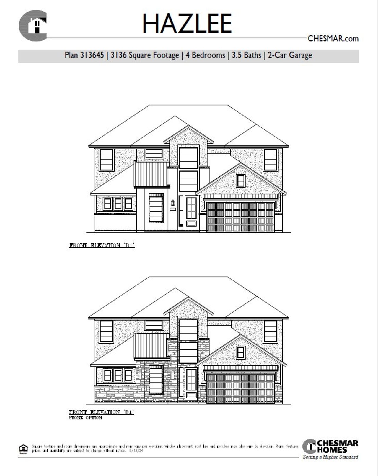 Representative rendering of the exterior for the Hazlee by Chesmar Homes (Image 2).